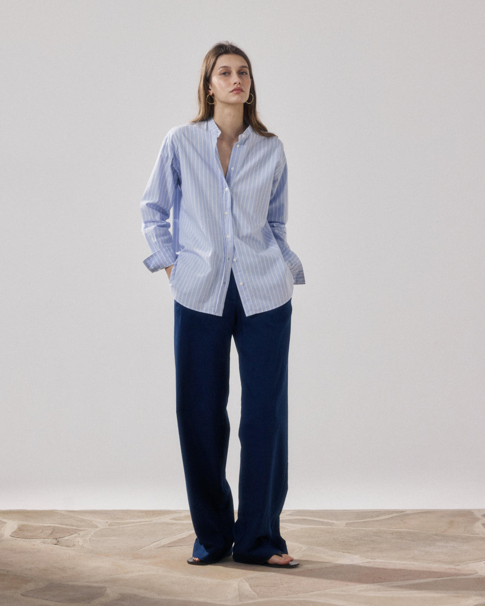 Chemise Femme en Coton Bleu Clair & Blanc Cristal - Image alternative