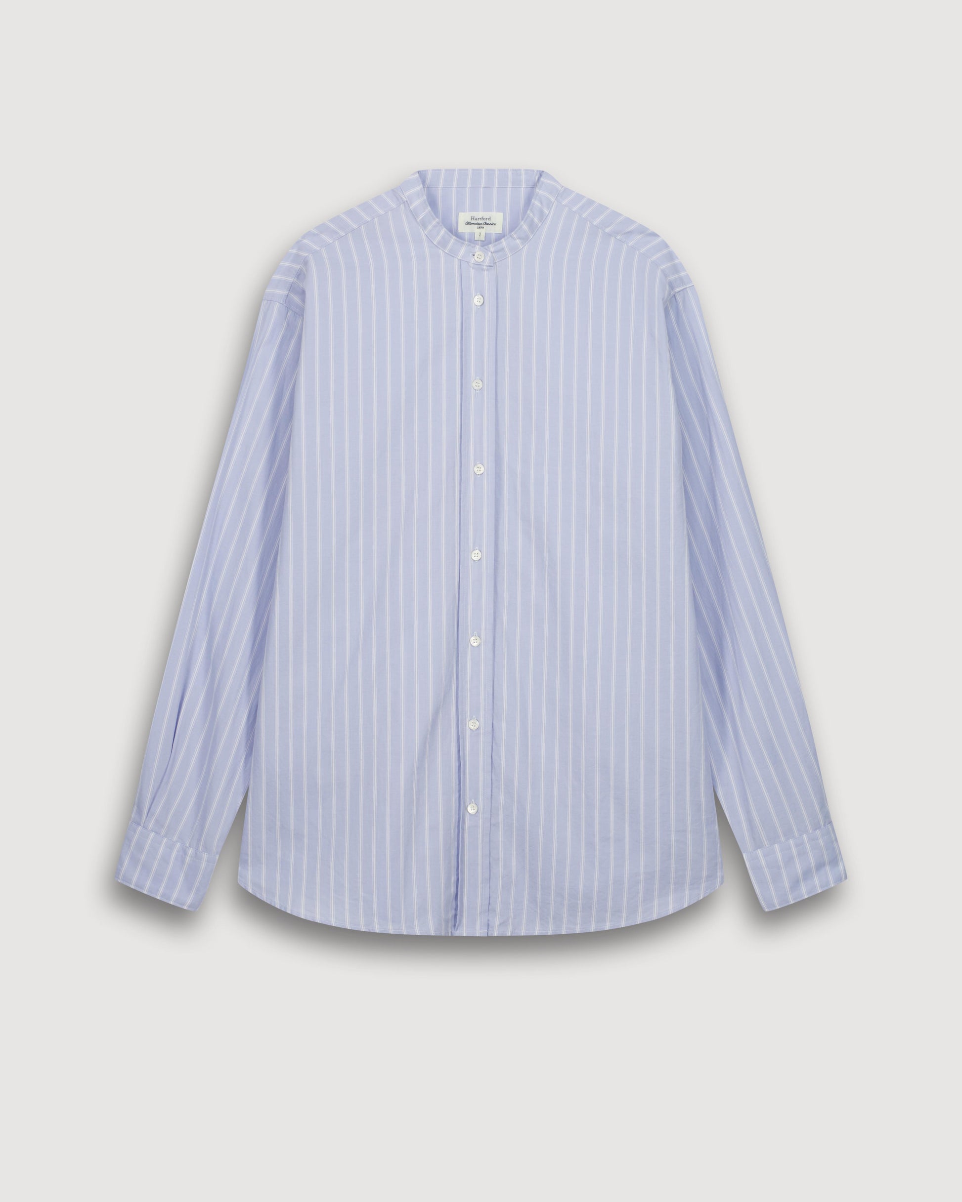 Chemise Femme en Coton Bleu Clair & Blanc Cristal