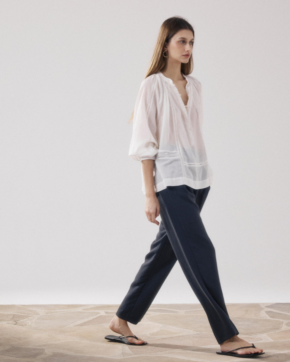 Blouse Femme en Voile De Coton Ecru Cora - Image alternative