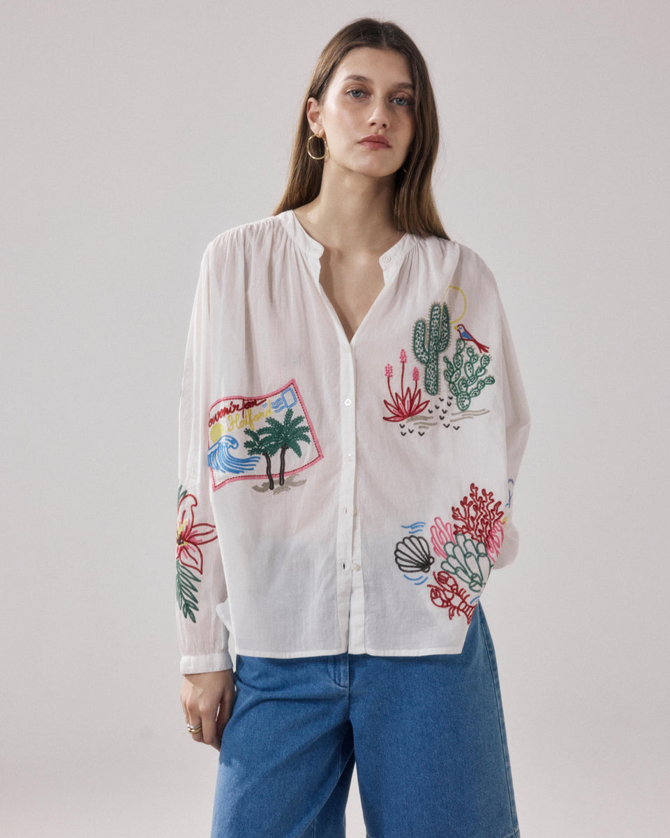 Chemise Femme en Voile De Coton Ecru Cielo - Image alternative