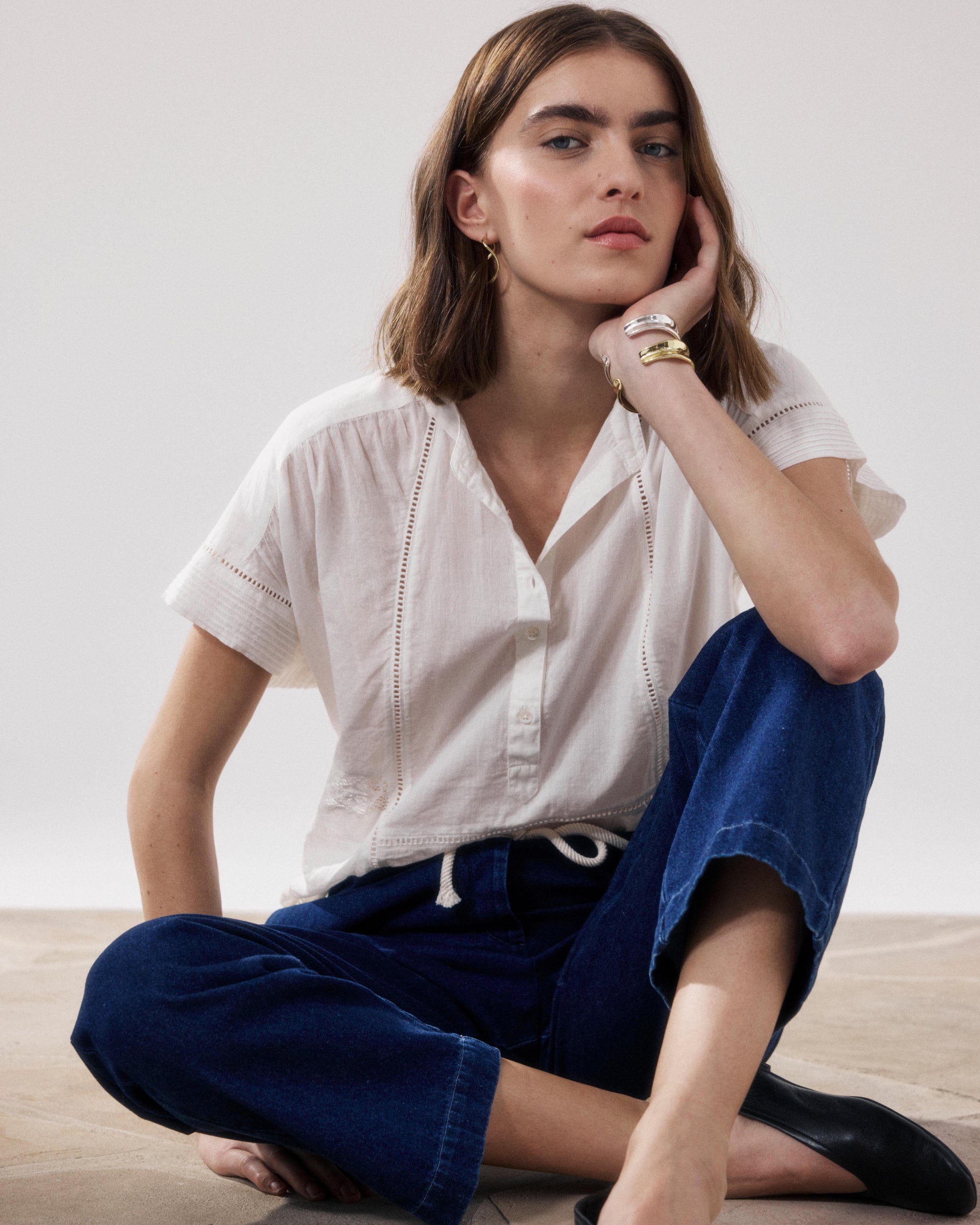 Chemise Femme en Voile De Coton Ecru Cady