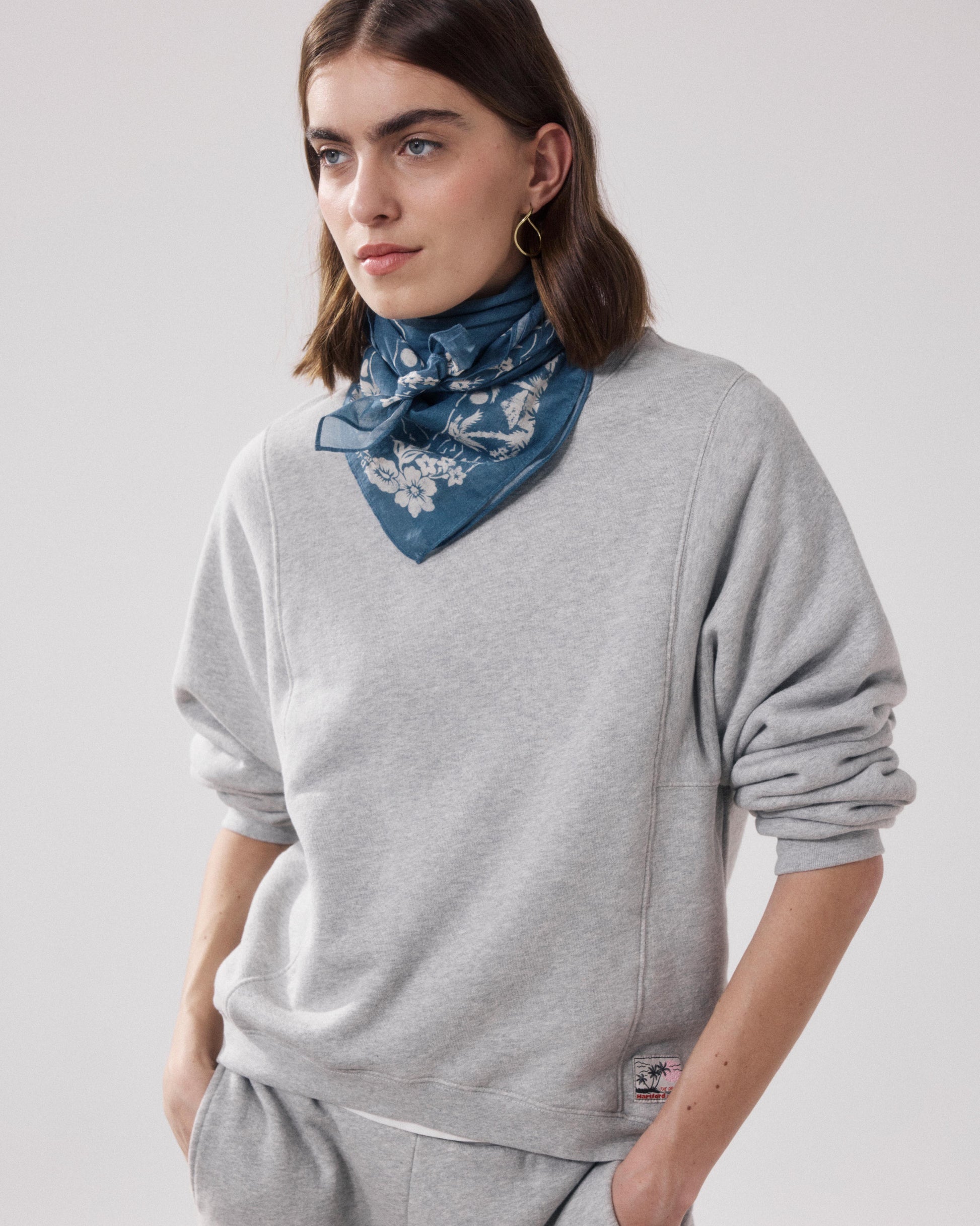 Bandana da donna in cotone blu Denim Surfer