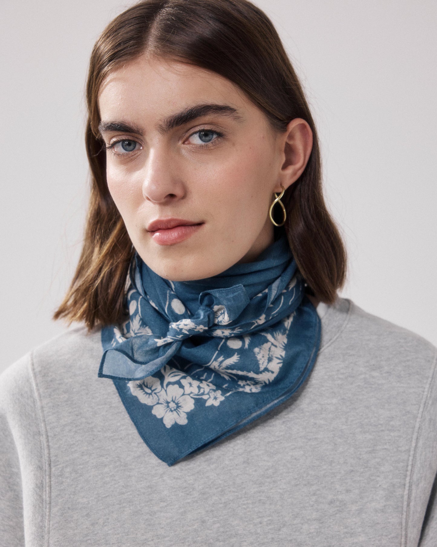 Bandana da donna in cotone blu Denim Surfer