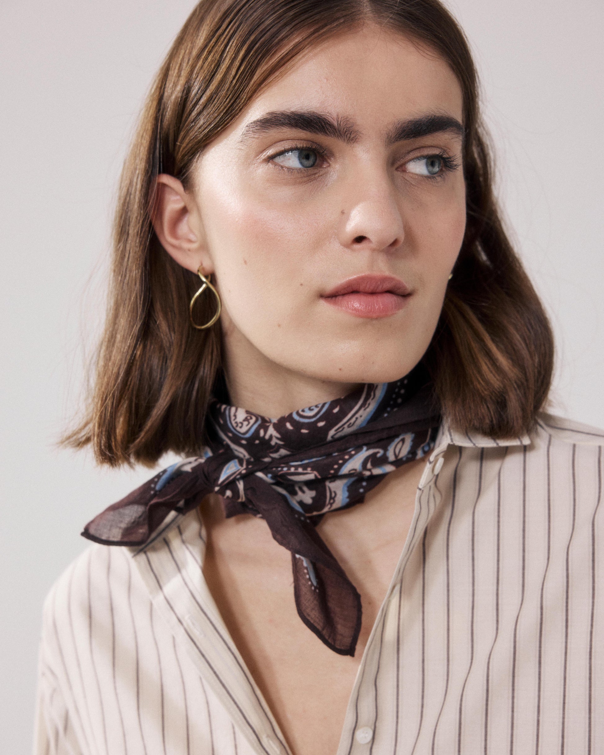 Bandana Femme en Coton Marron Paisley