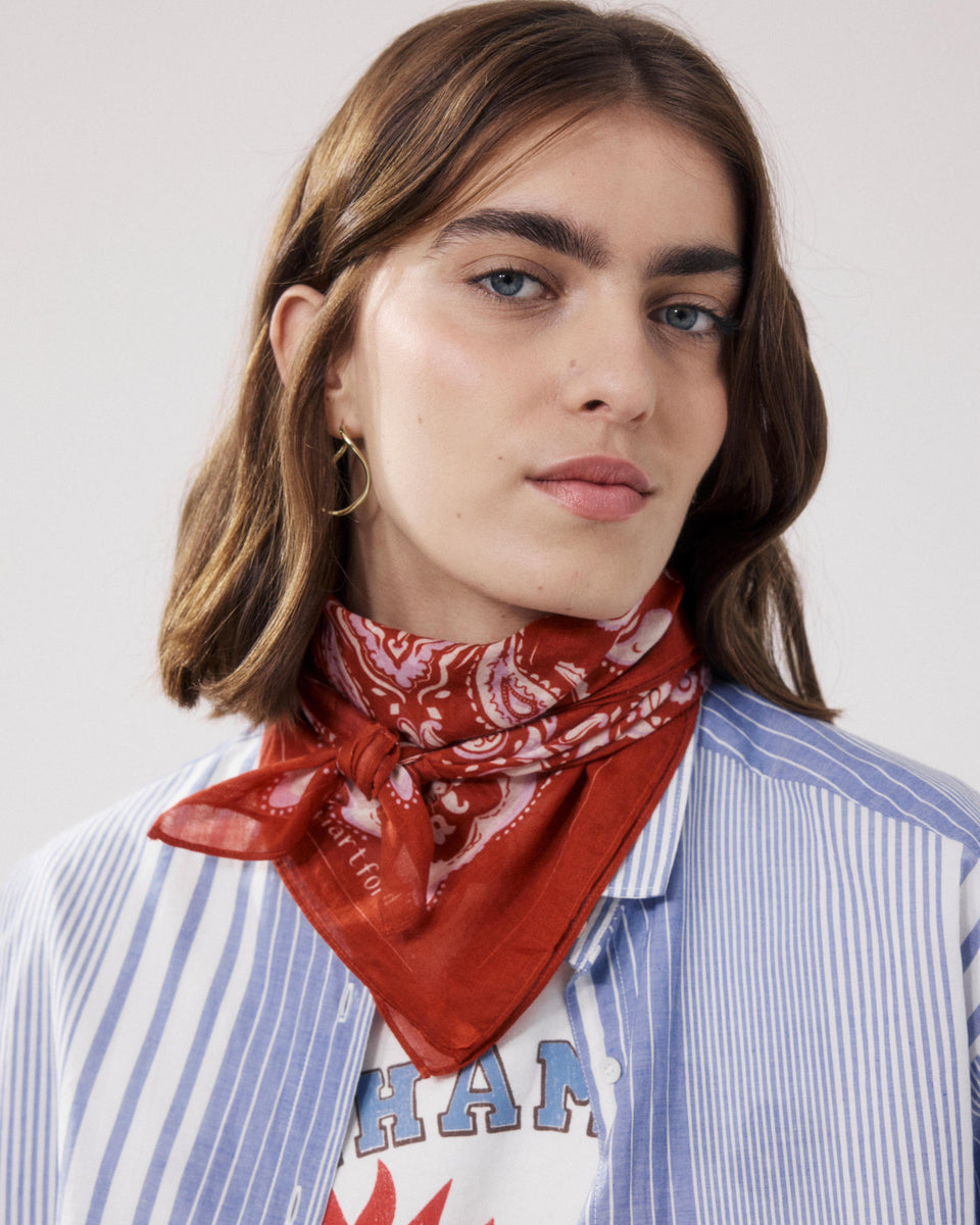Bandana Femme en Coton Rouge Paisley - Image principale