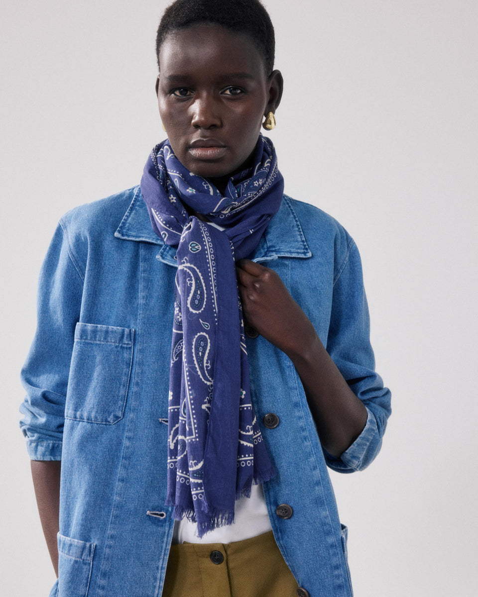 Bandana Femme en Coton Bleu Indigo - Image principale