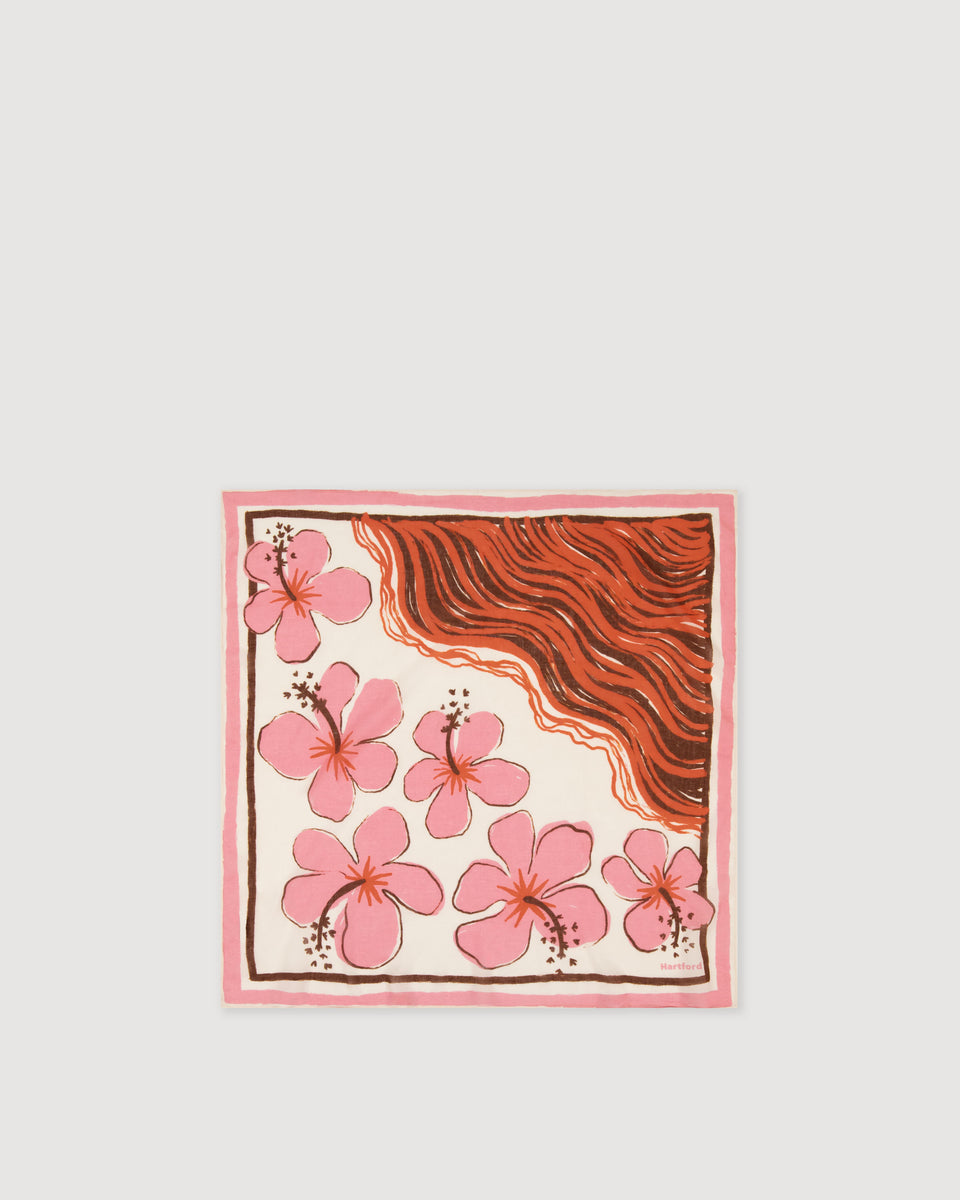 Bandana Femme en Coton Rose Hibiscus - Image 3