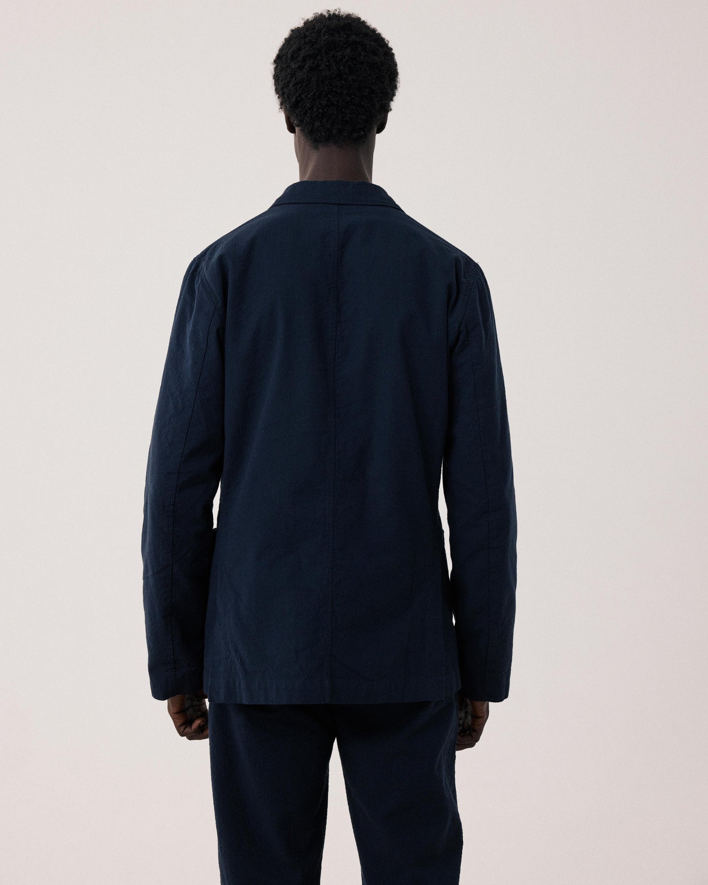 Giacca da uomo in cotone seersucker blu navy Julian BFE1113-01