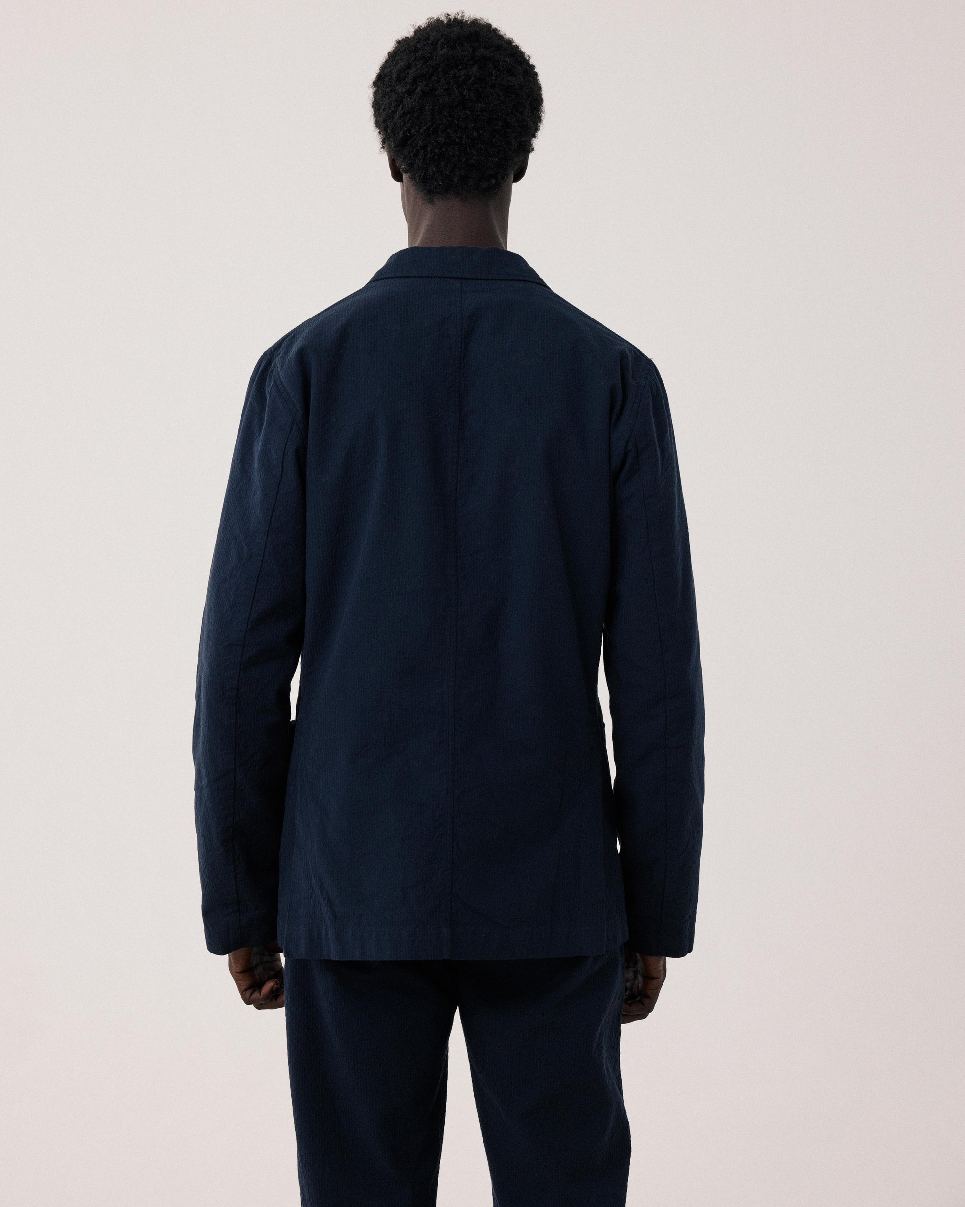 Giacca da uomo in cotone seersucker blu navy Julian BFE1113-01