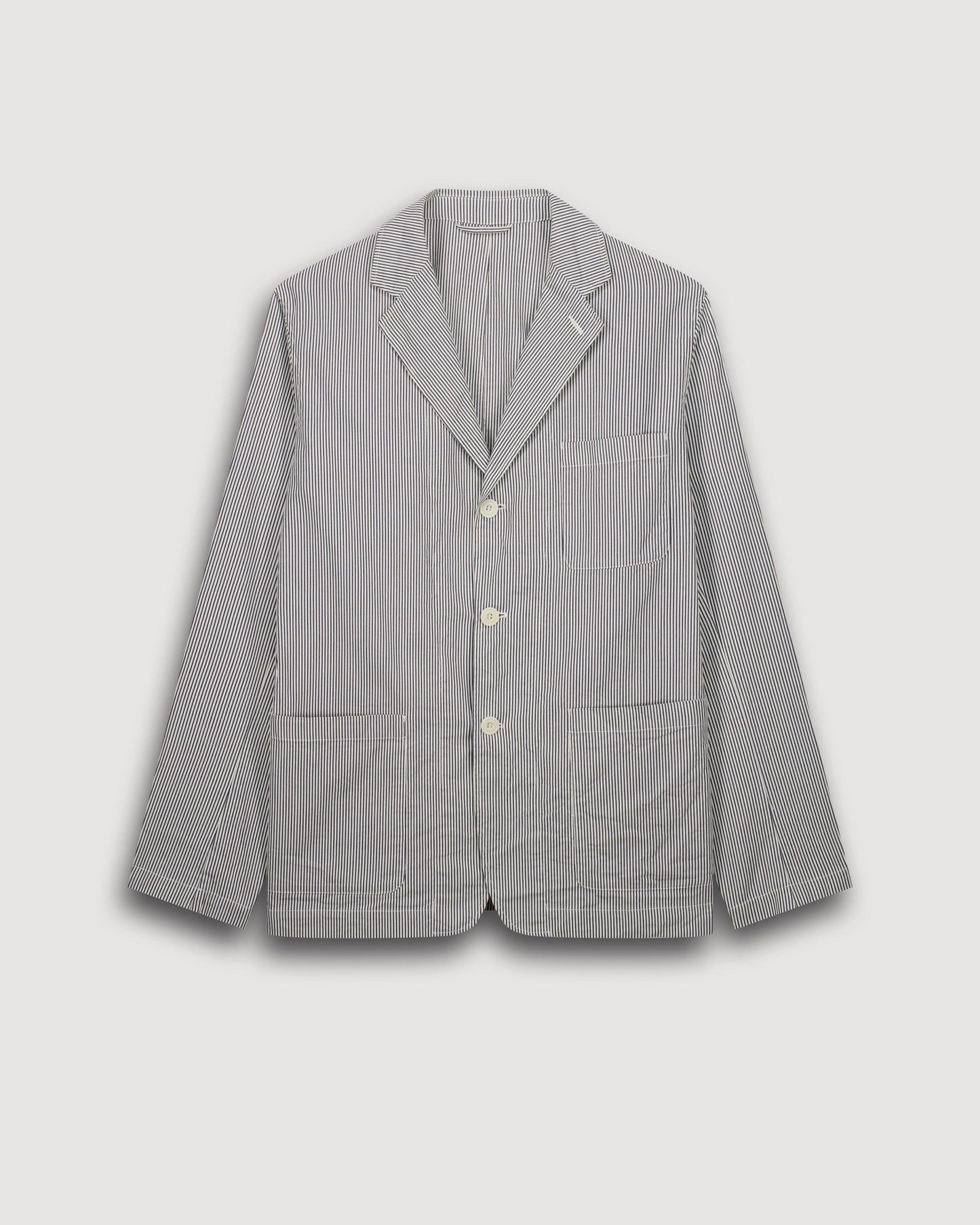 Men's Navy Blue & Ecru Seersucker Jacket Julian BFE1113-02