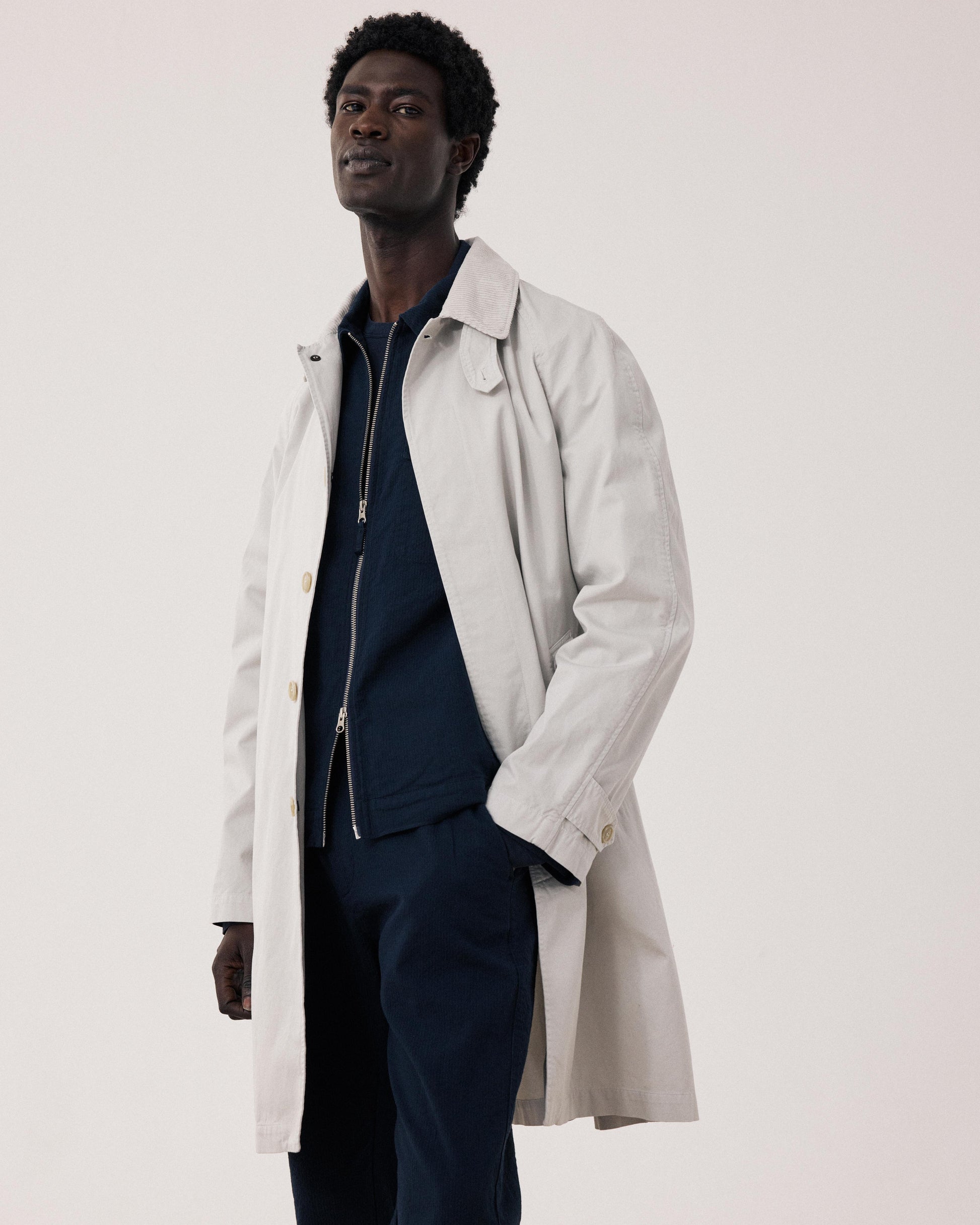 Manteau Homme en Gabardine de Coton Beige Cooler BFE2127-52