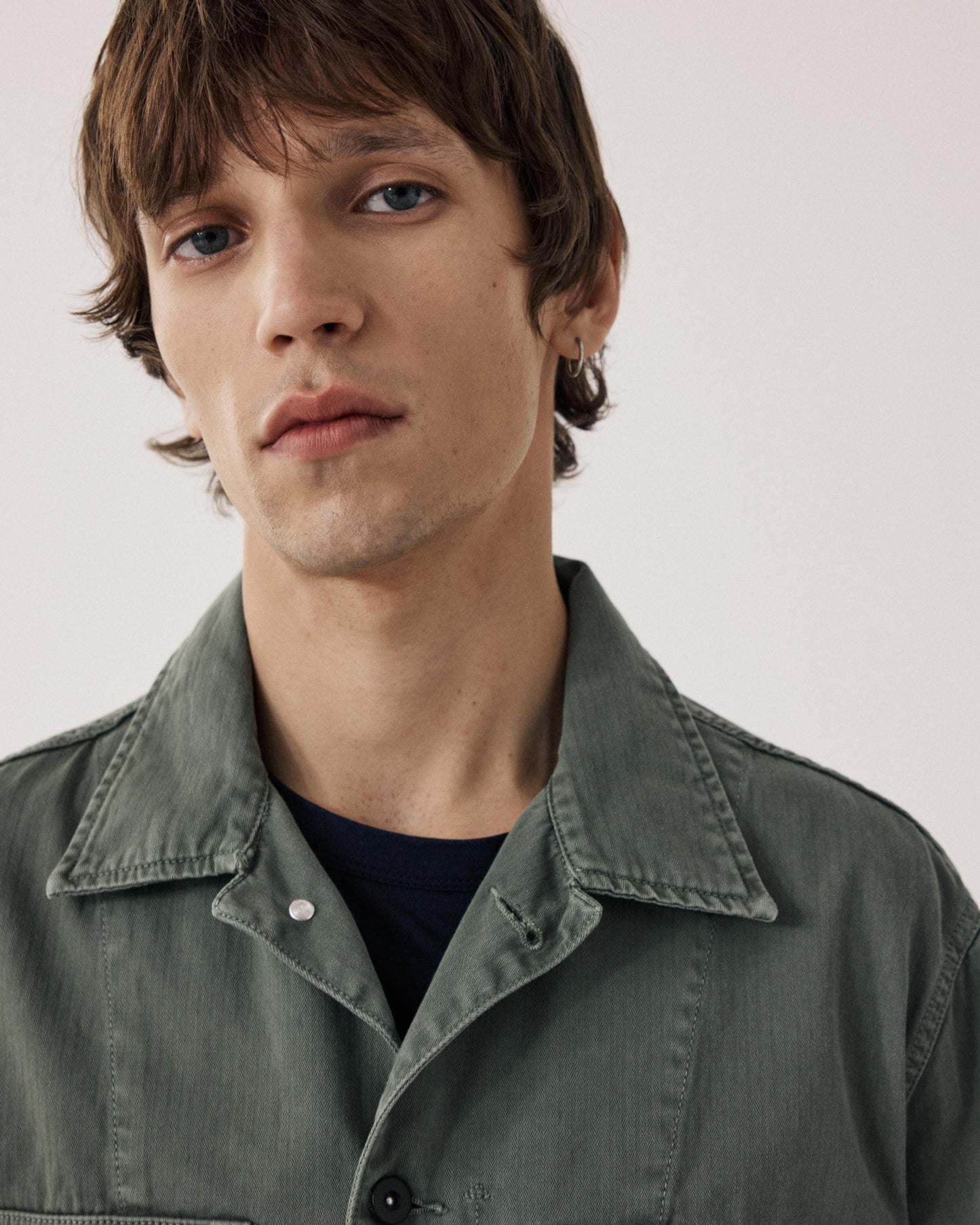 Men's Military Green Herringbone Cotton Jacket Dar BFE5124-02