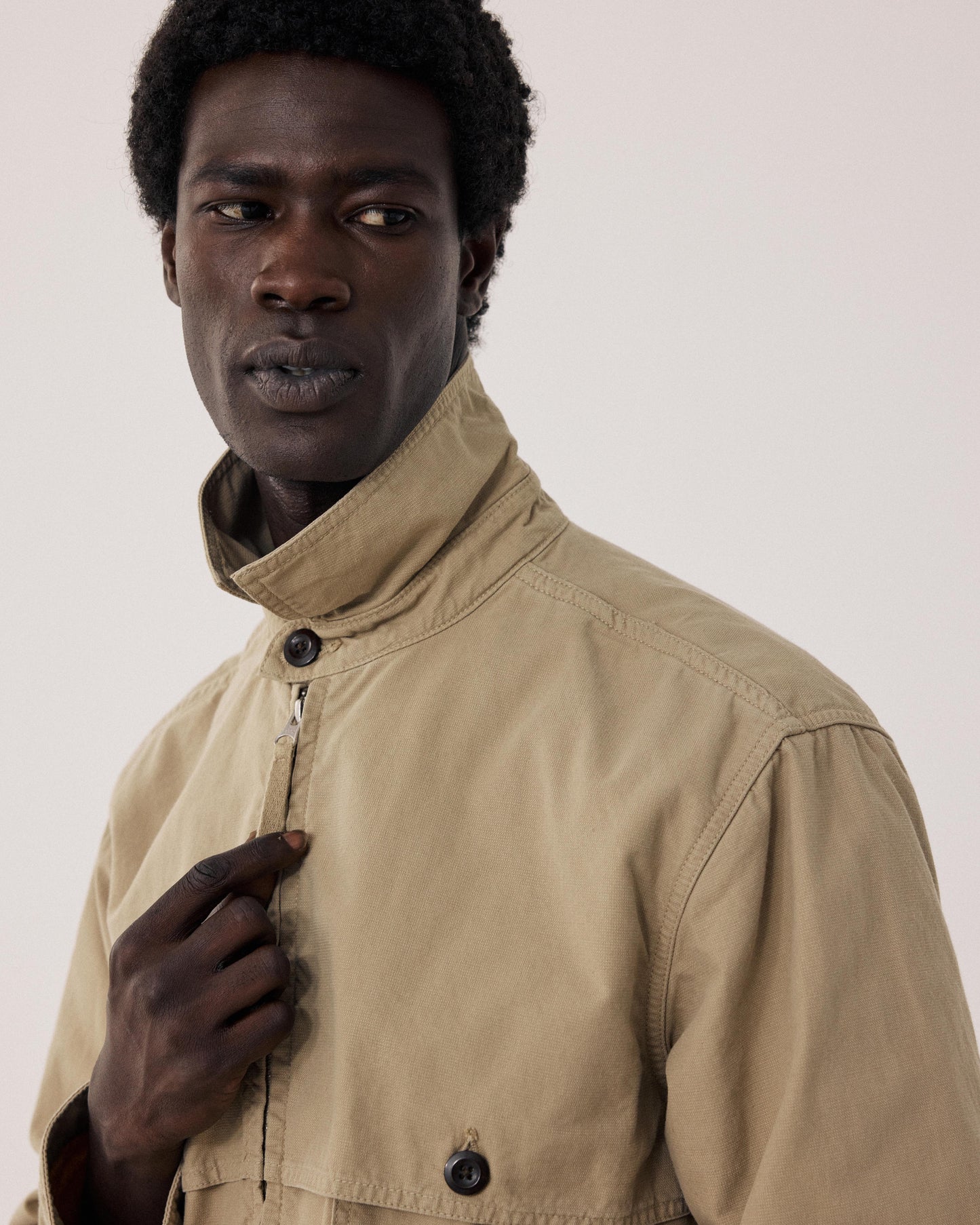Chaqueta de hombre de algodón beige tipo drill BFE9126-02