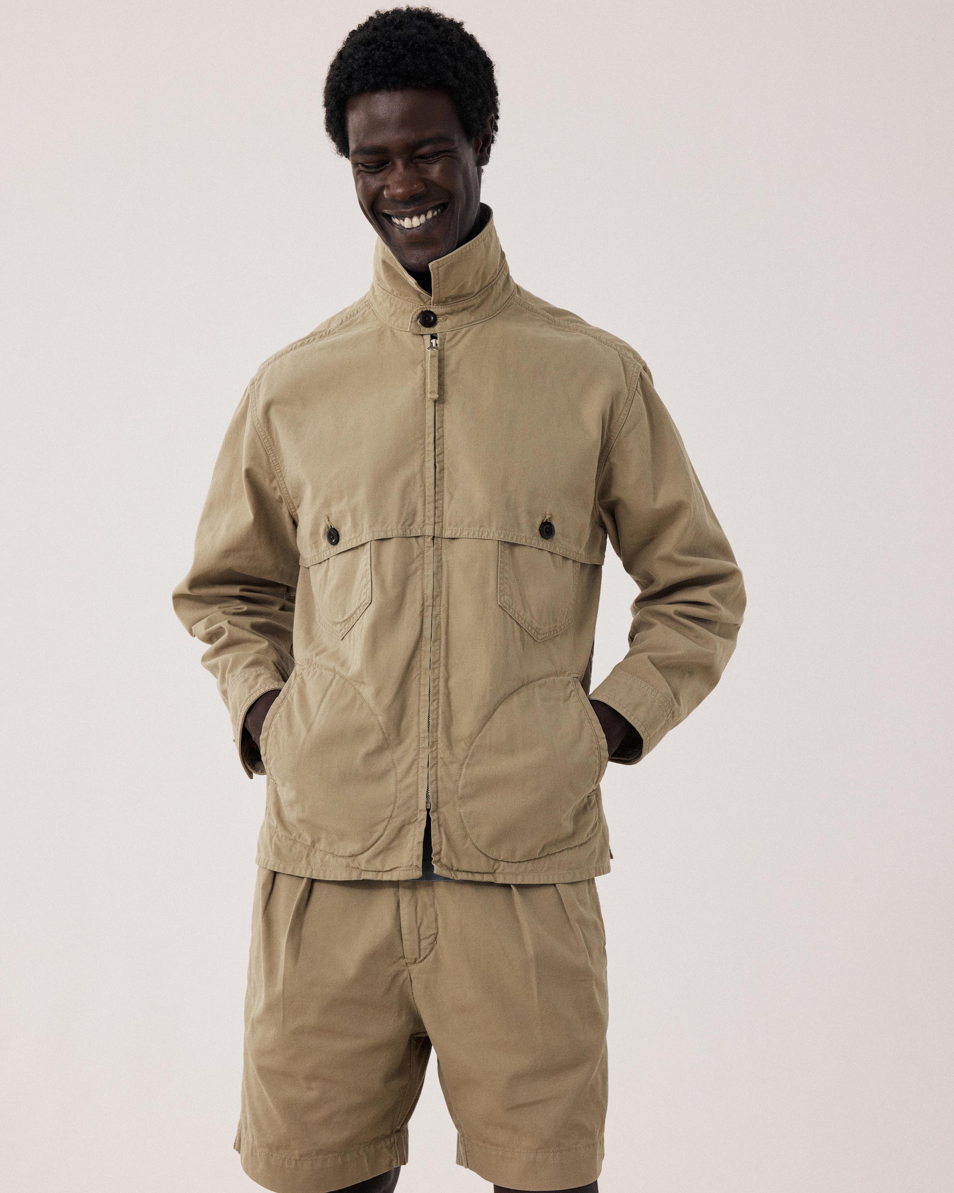 Chaqueta de hombre de algodón beige tipo drill BFE9126-02