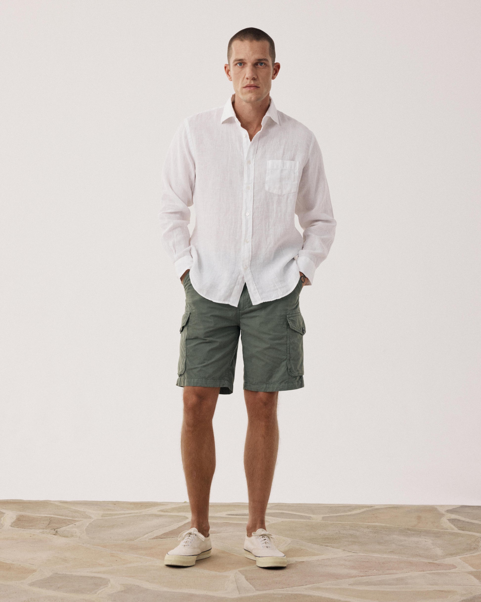 Short Homme en Chino Vert Militaire Battle BFF1123-02
