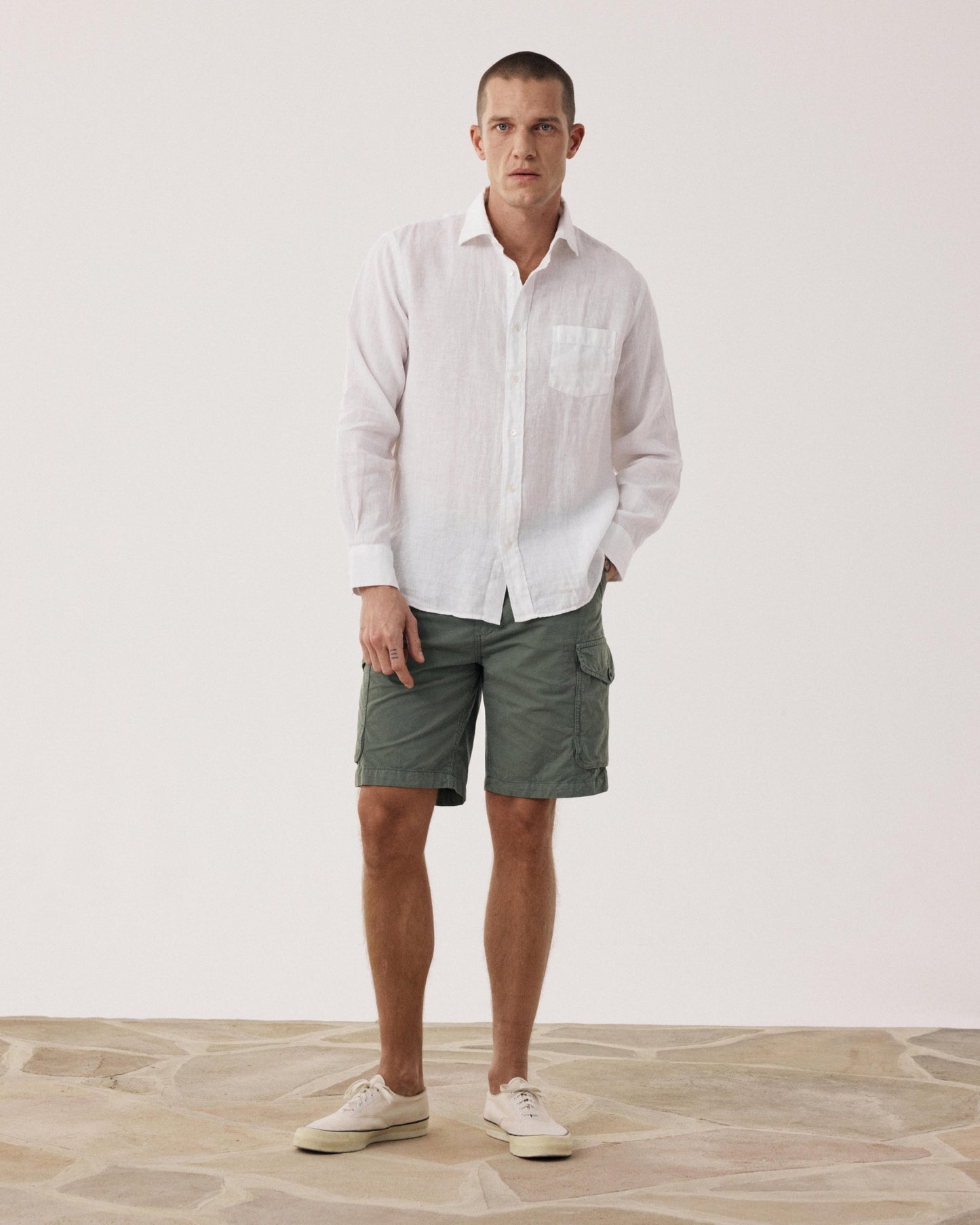 Short Homme en Chino Vert Militaire Battle BFF1123-02