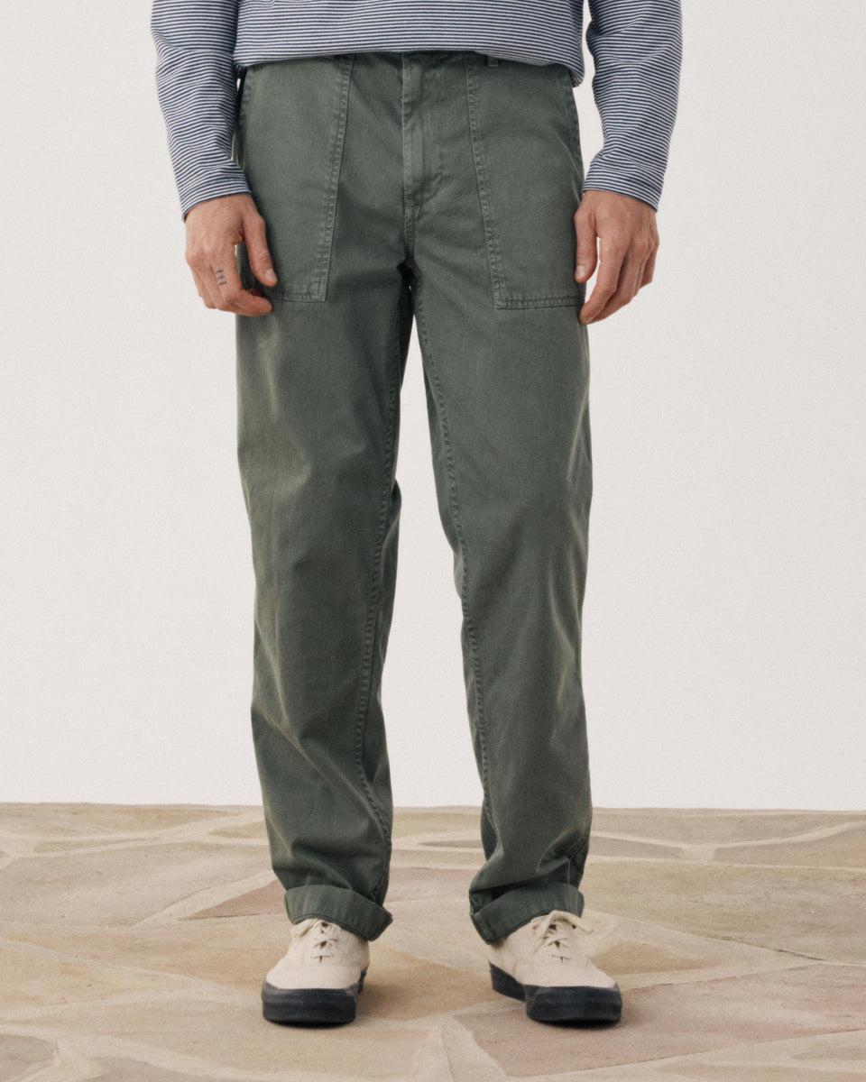 Pantalon Homme en Coton à Chevrons Vert Militaire Fatigue - Image alternative