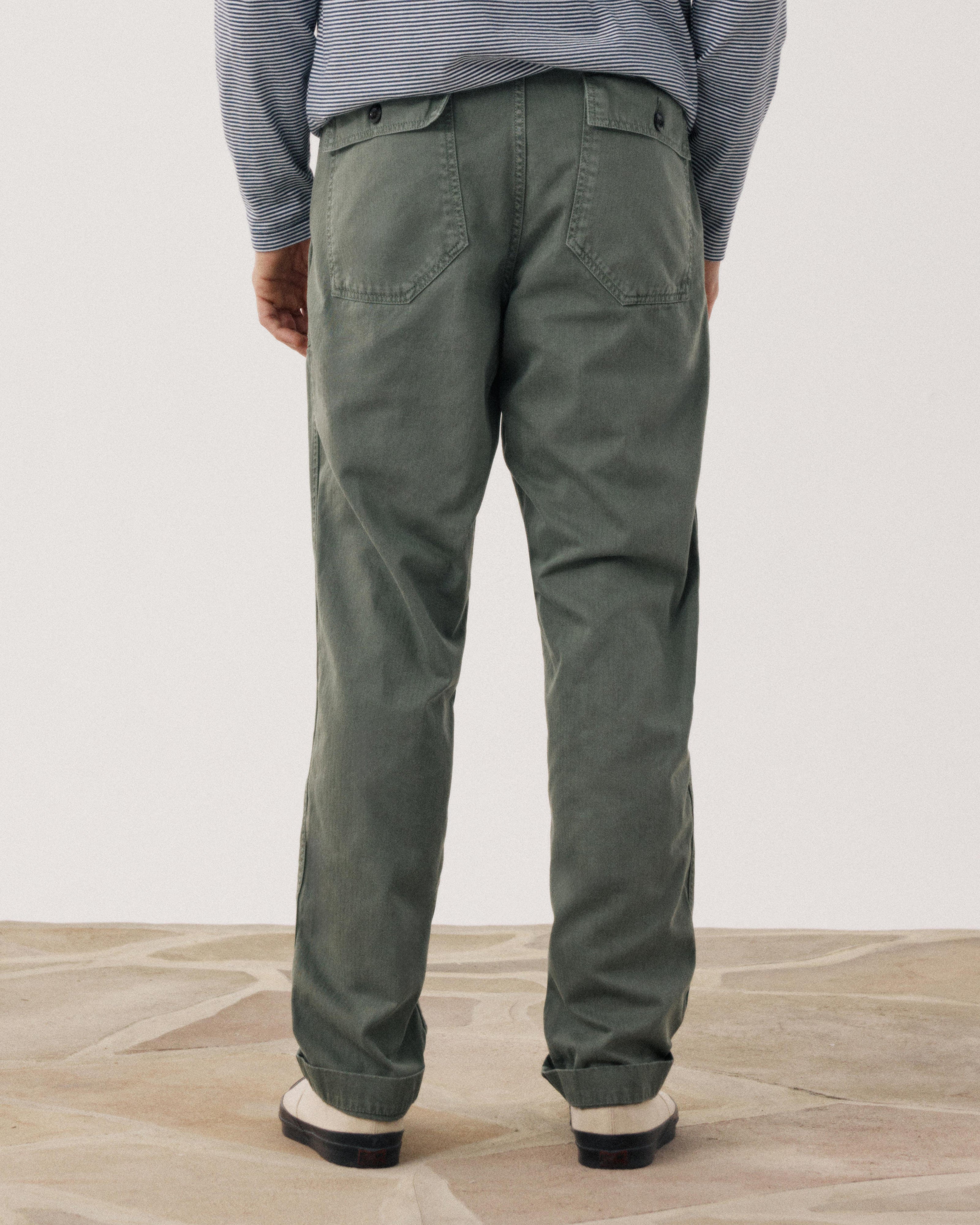 Pantalon Homme en Coton à Chevrons Vert Militaire Fatigue BFF3124-02