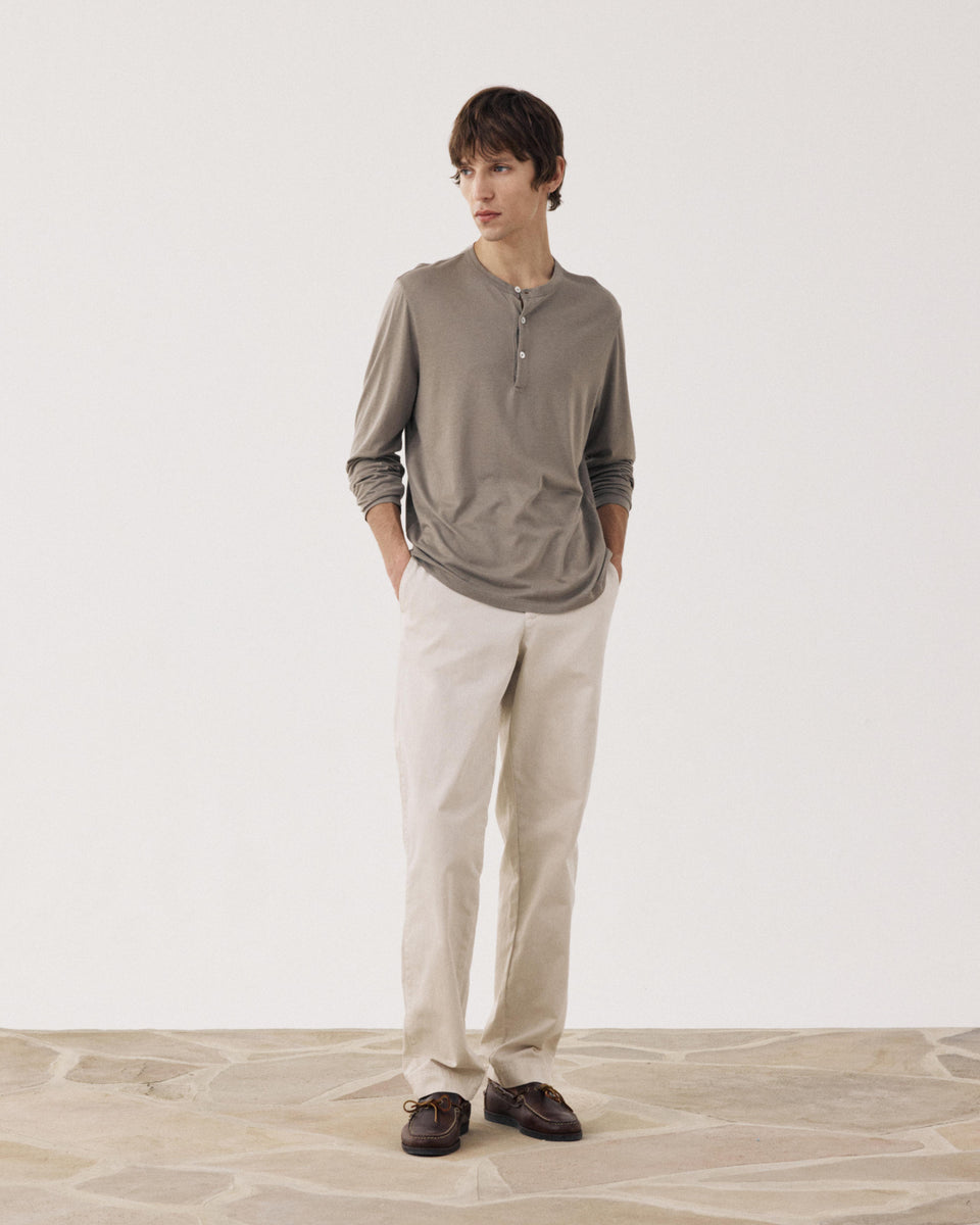 Pantalon Homme en Coton à Chevrons Beige Taos - Image principale