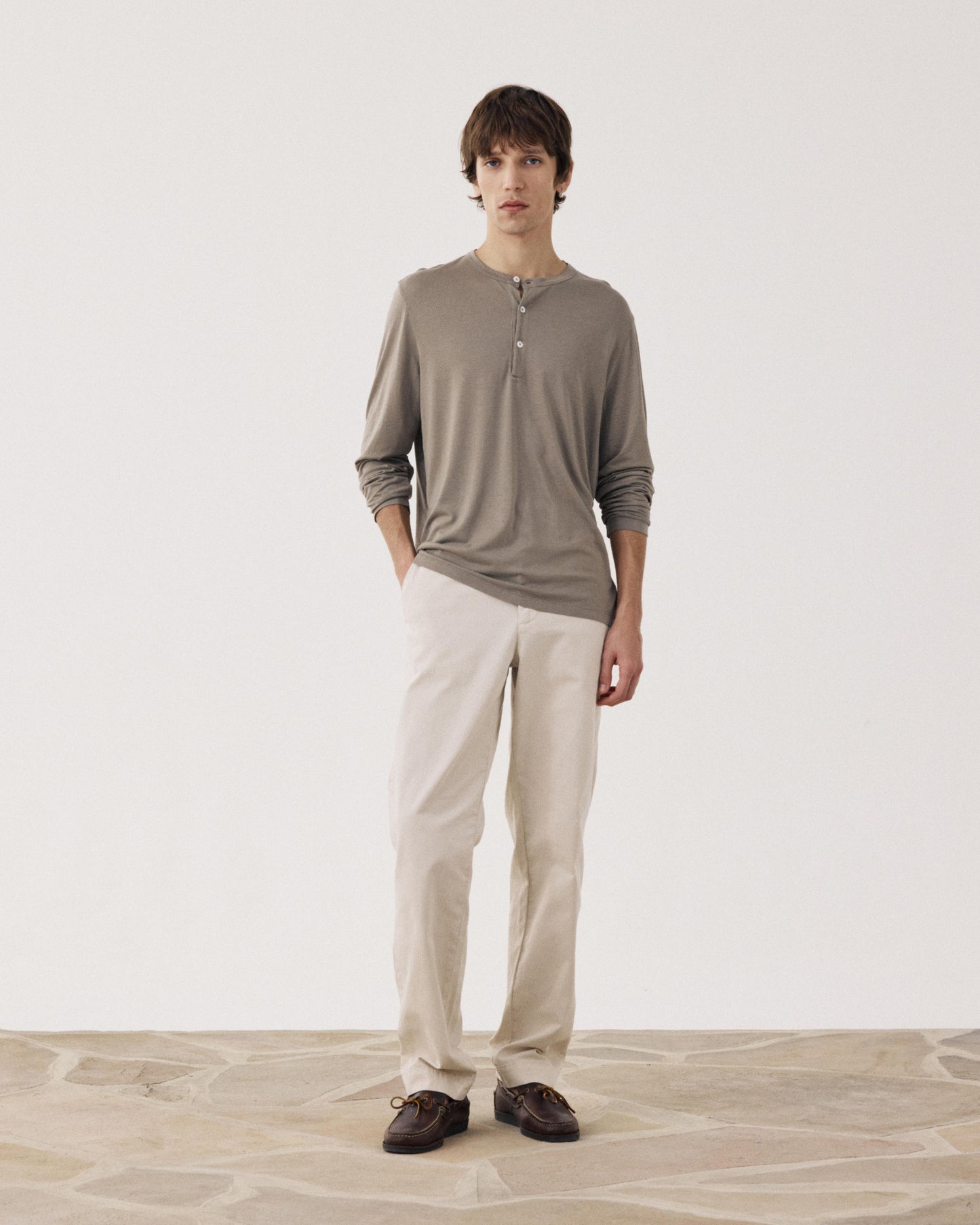 Pantalon Homme en Coton à Chevrons Beige Taos BFF5124-04