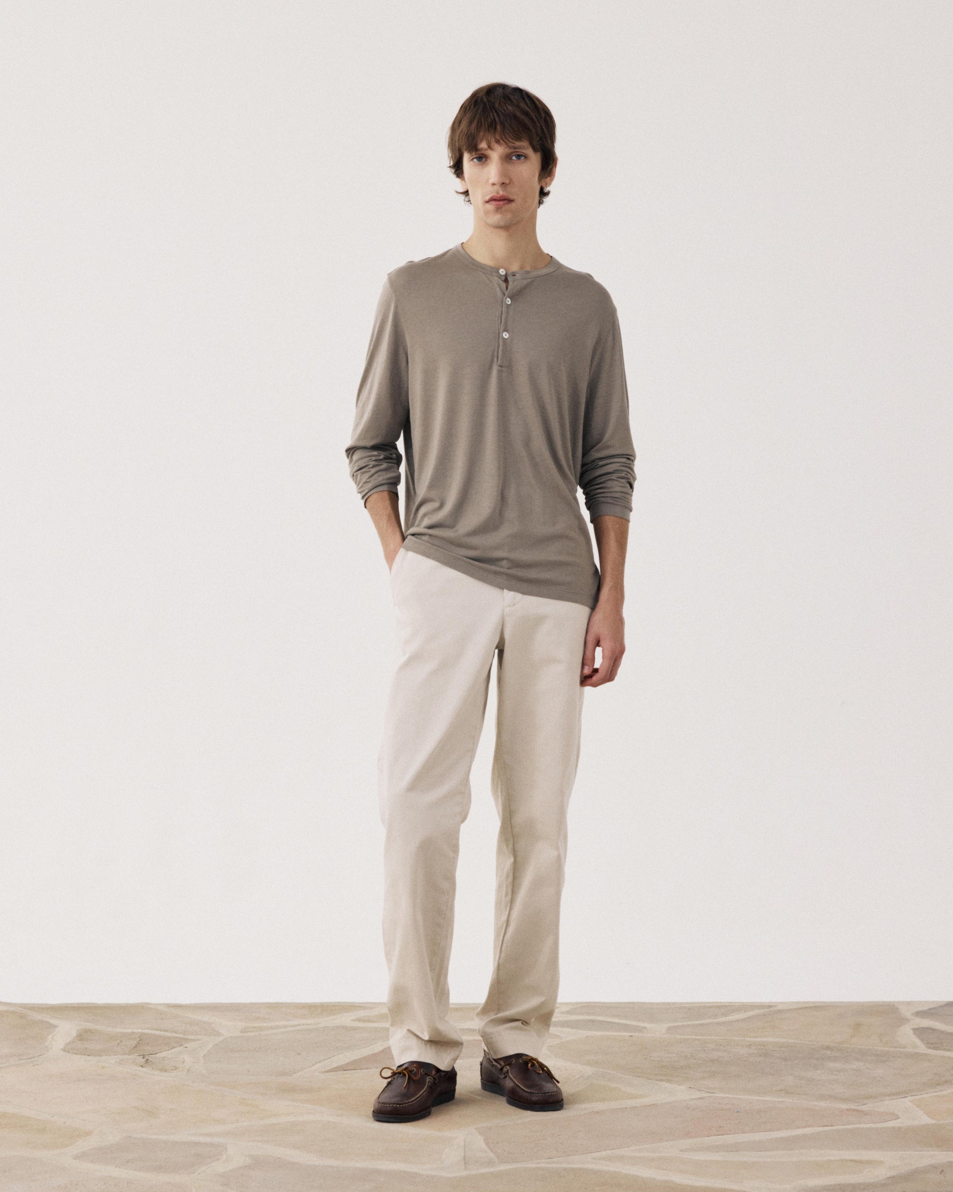 Pantalon Homme en Coton à Chevrons Beige Taos BFF5124-04