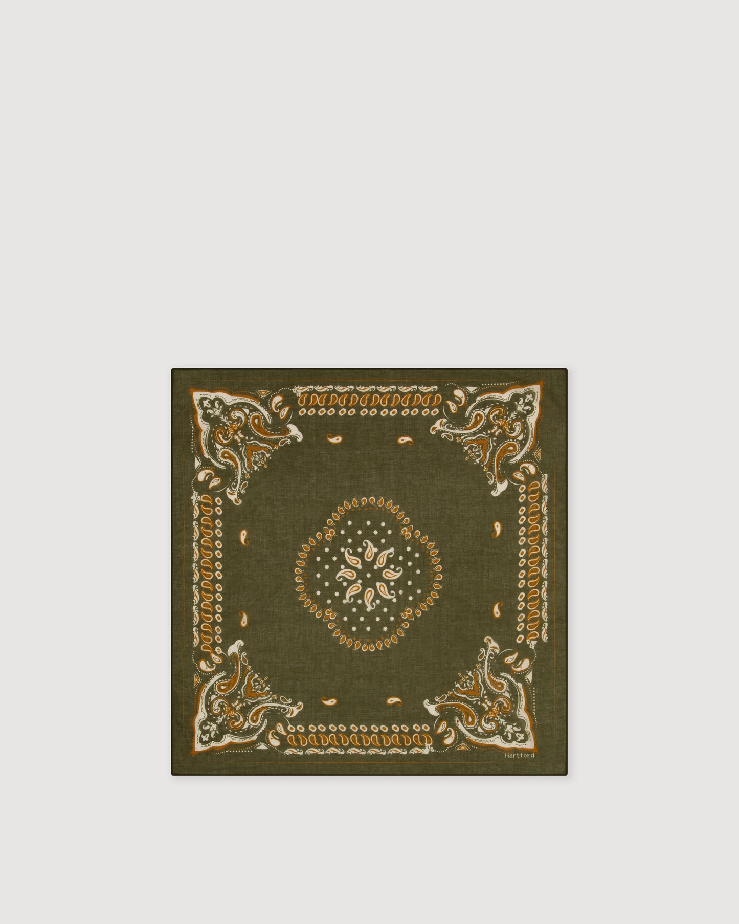 Echarpe Homme carrée Vert Militaire Bandana Paisley