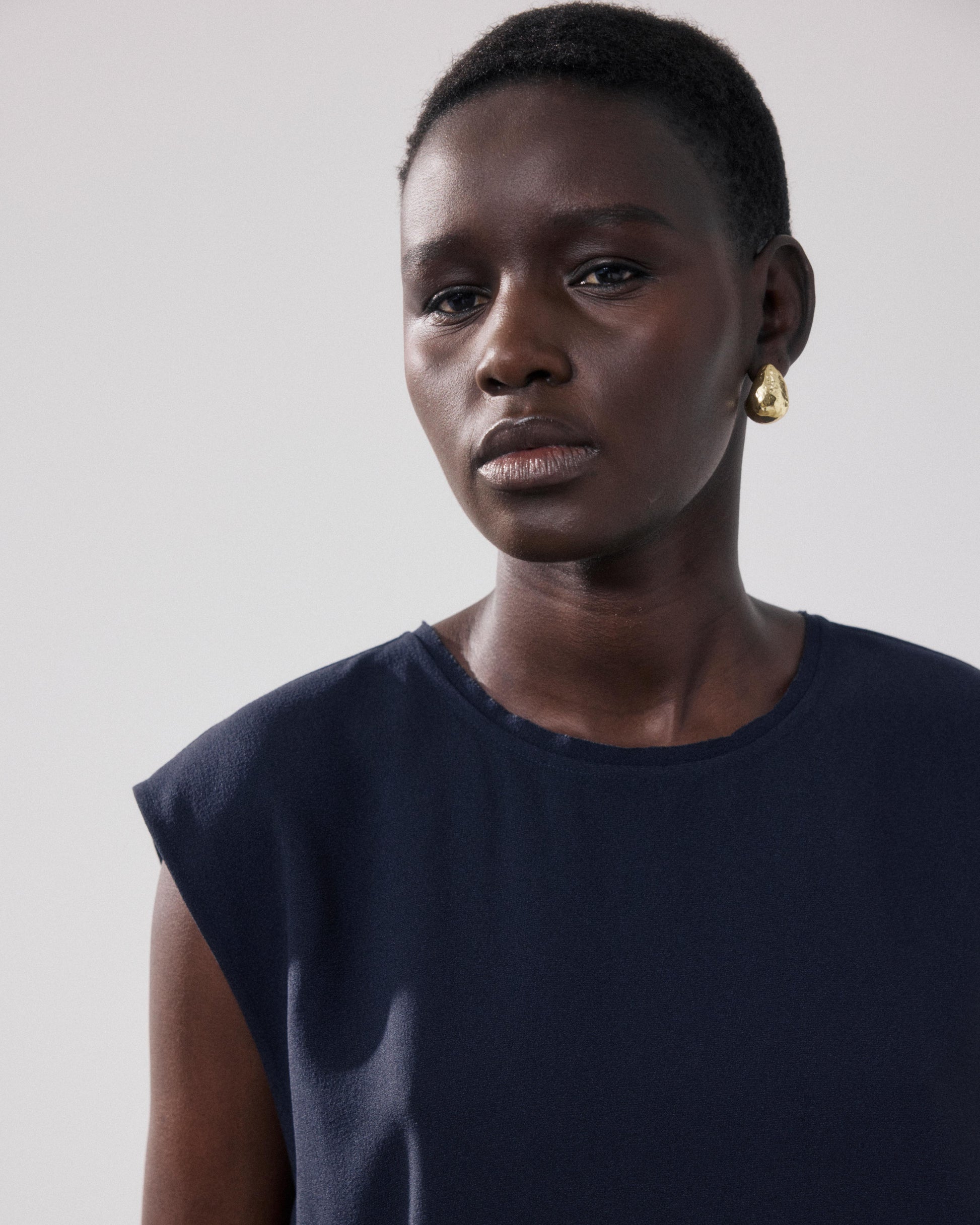 Top Femme en Crepe Bleu Nuit Howi