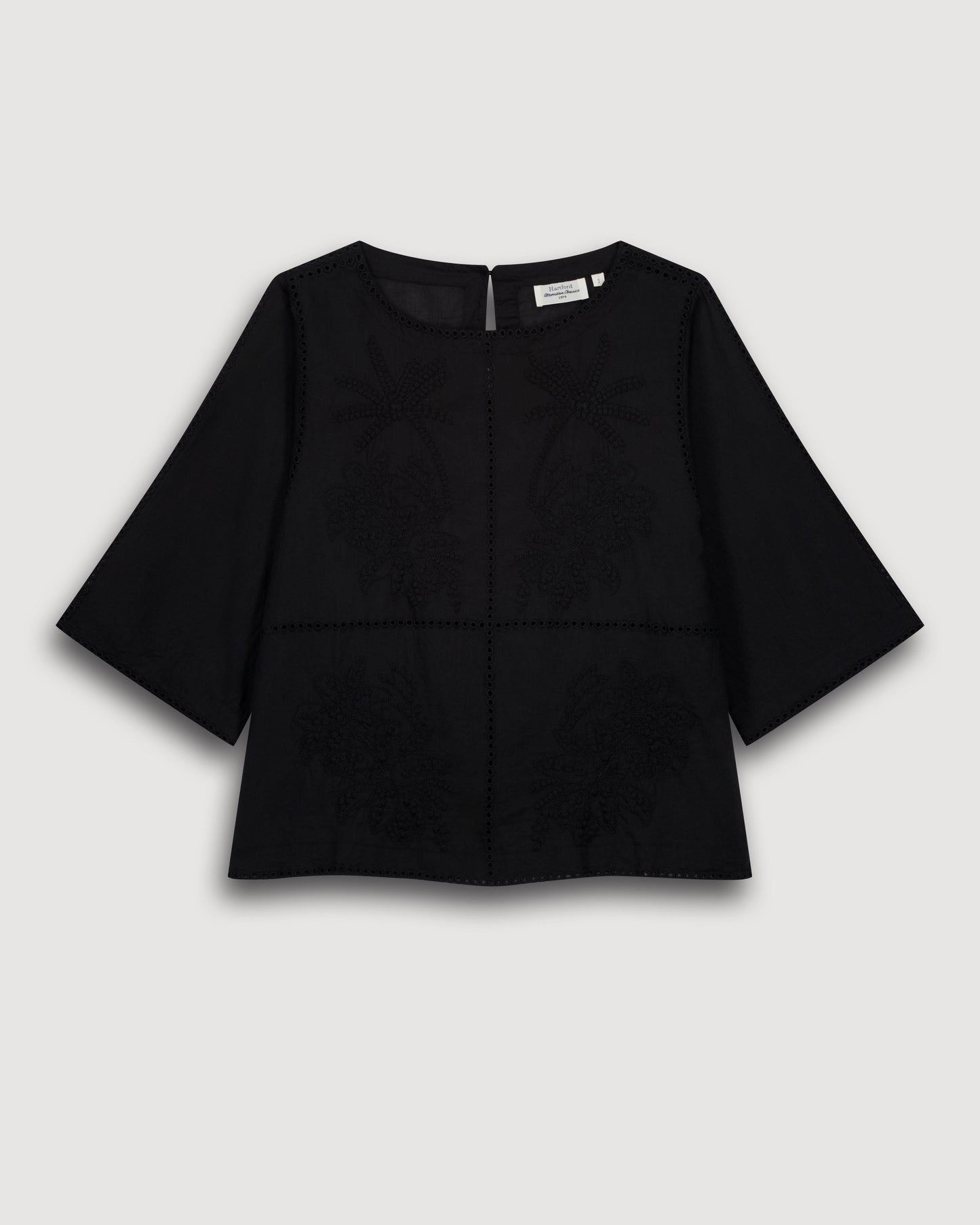 Top Femme en Voile De Coton Noir Helmer