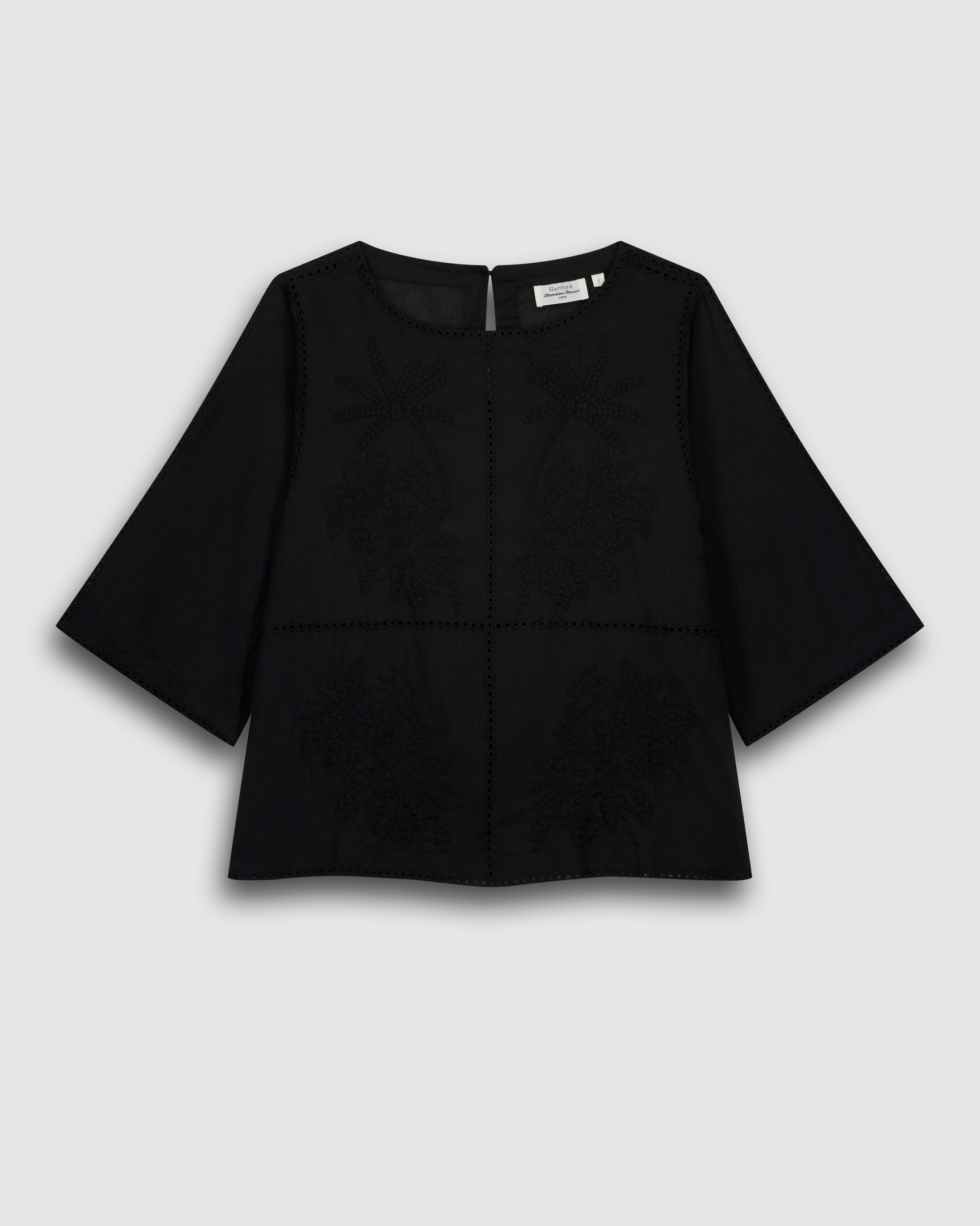 Top Femme en Voile De Coton Noir Helmer
