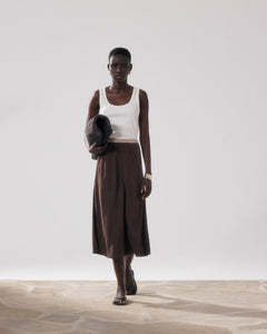 Jupe Femme en Lyocell & Coton Marron Jima
