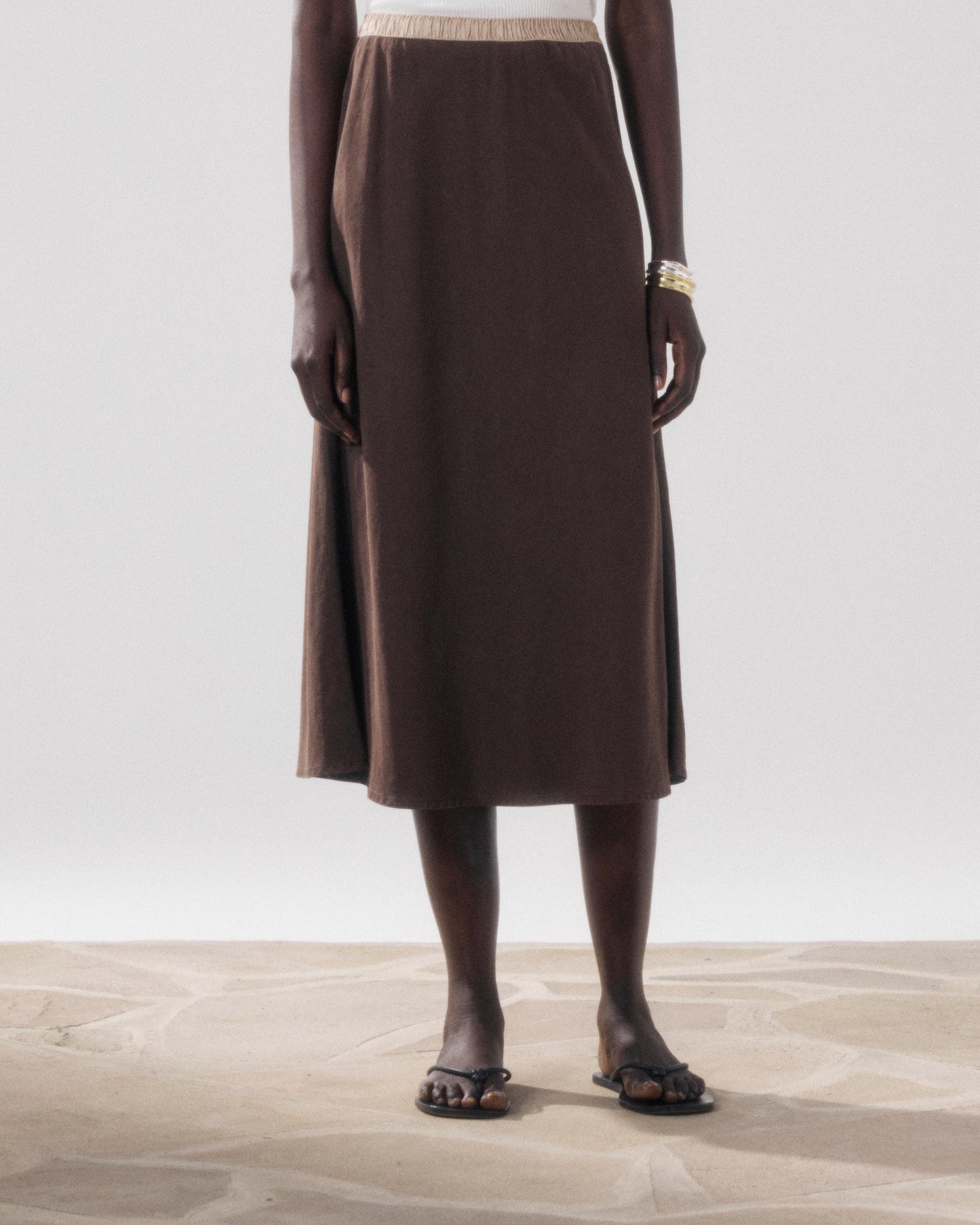 Falda de mujer de Lyocell & Algodón marrón Jima BFJC608-29
