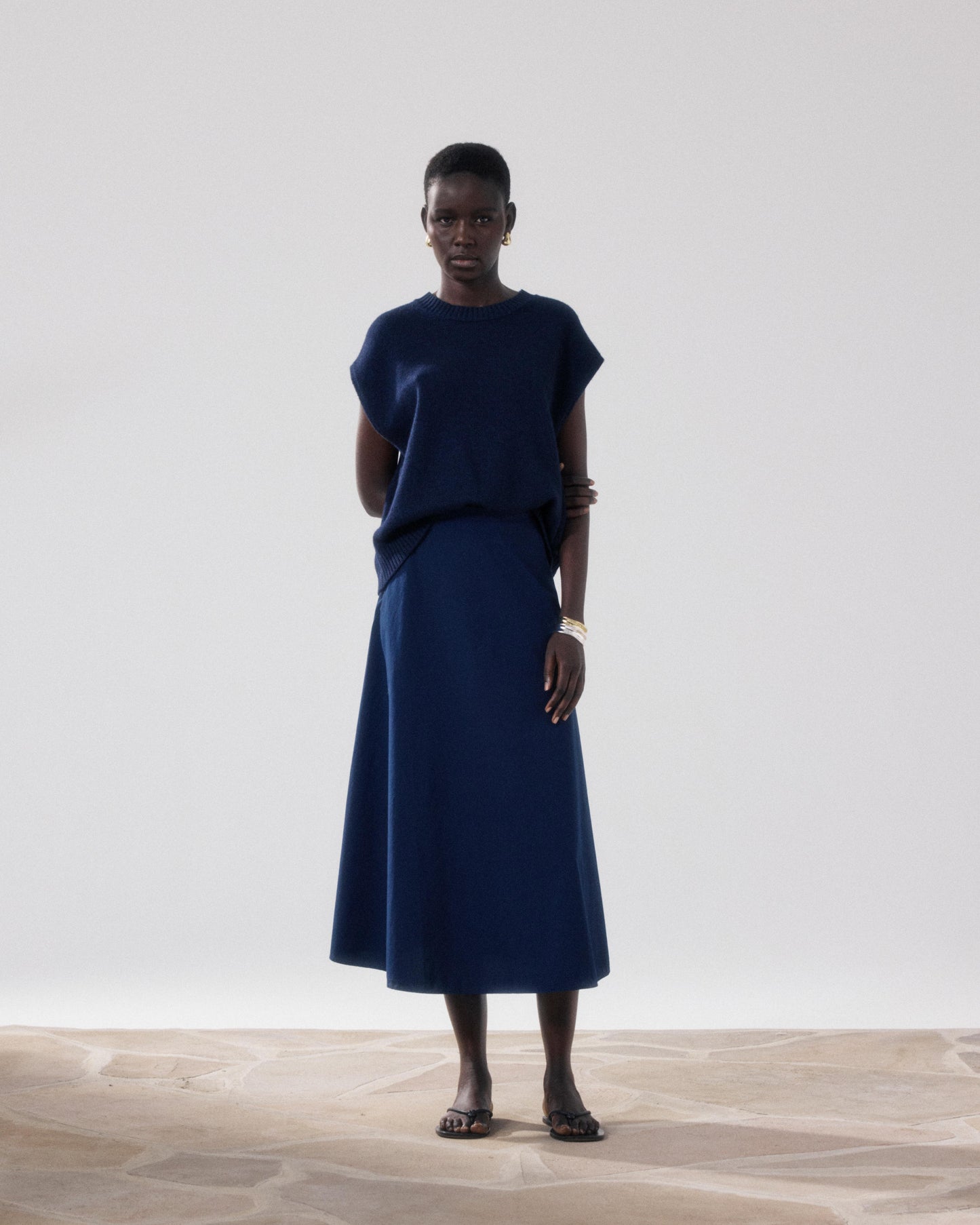 Jupe Femme en Popeline Bleu Nuit Joyce