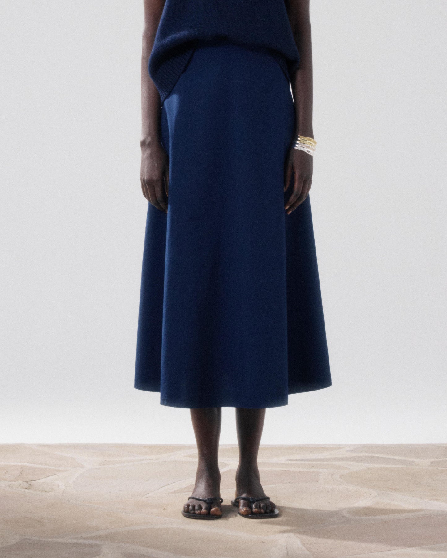 Jupe Femme en Popeline Bleu Nuit Joyce