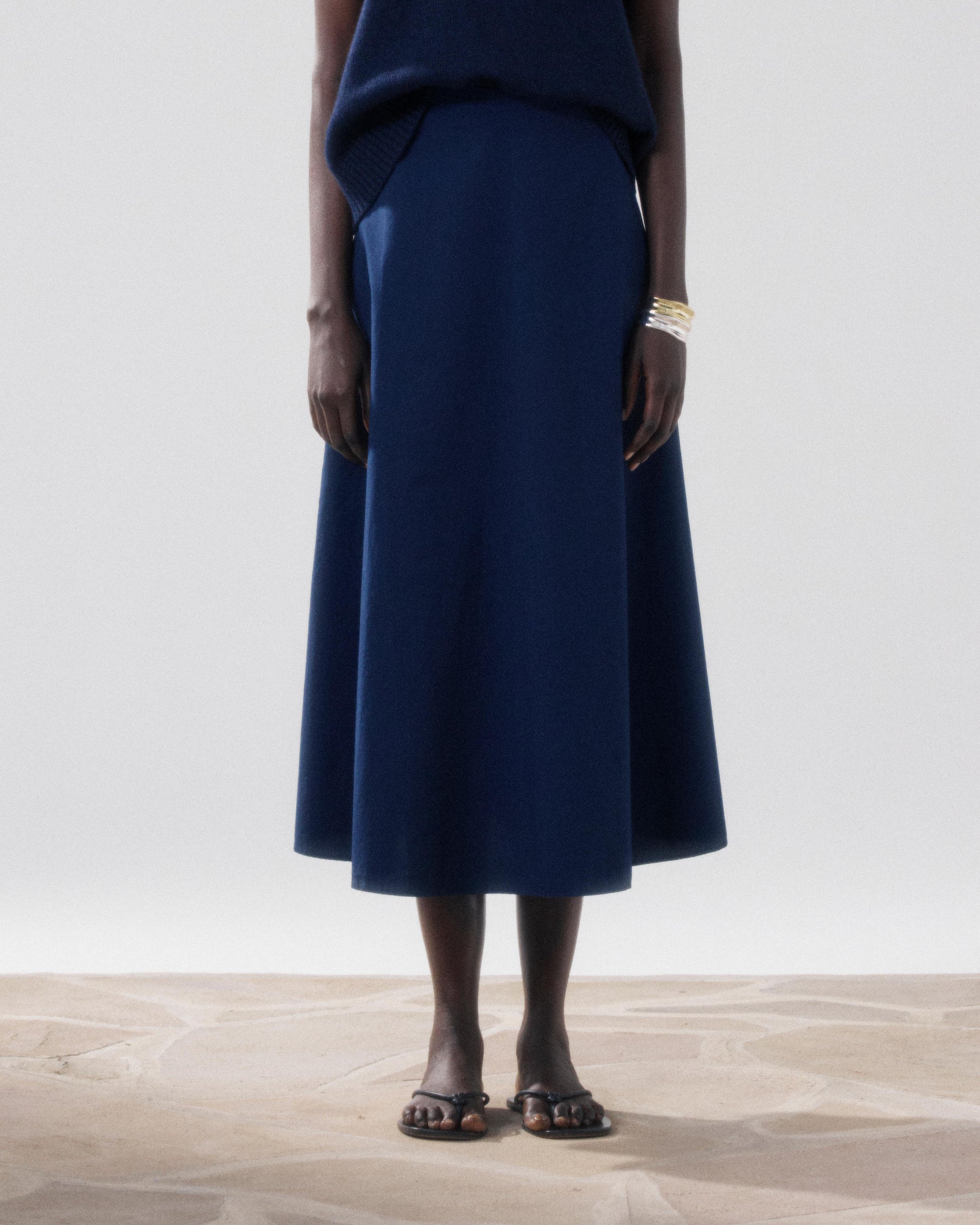 Jupe Femme en Popeline Bleu Nuit Joyce