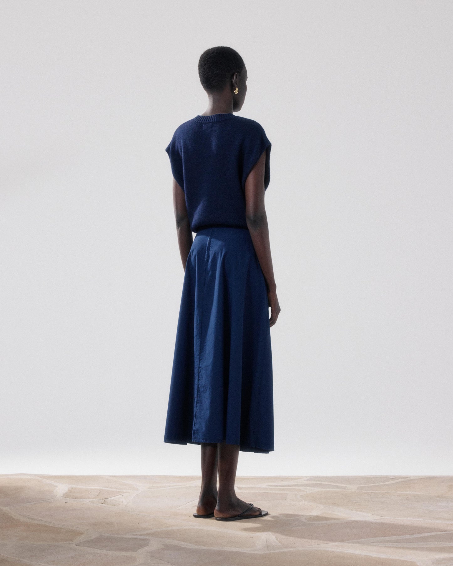Jupe Femme en Popeline Bleu Nuit Joyce
