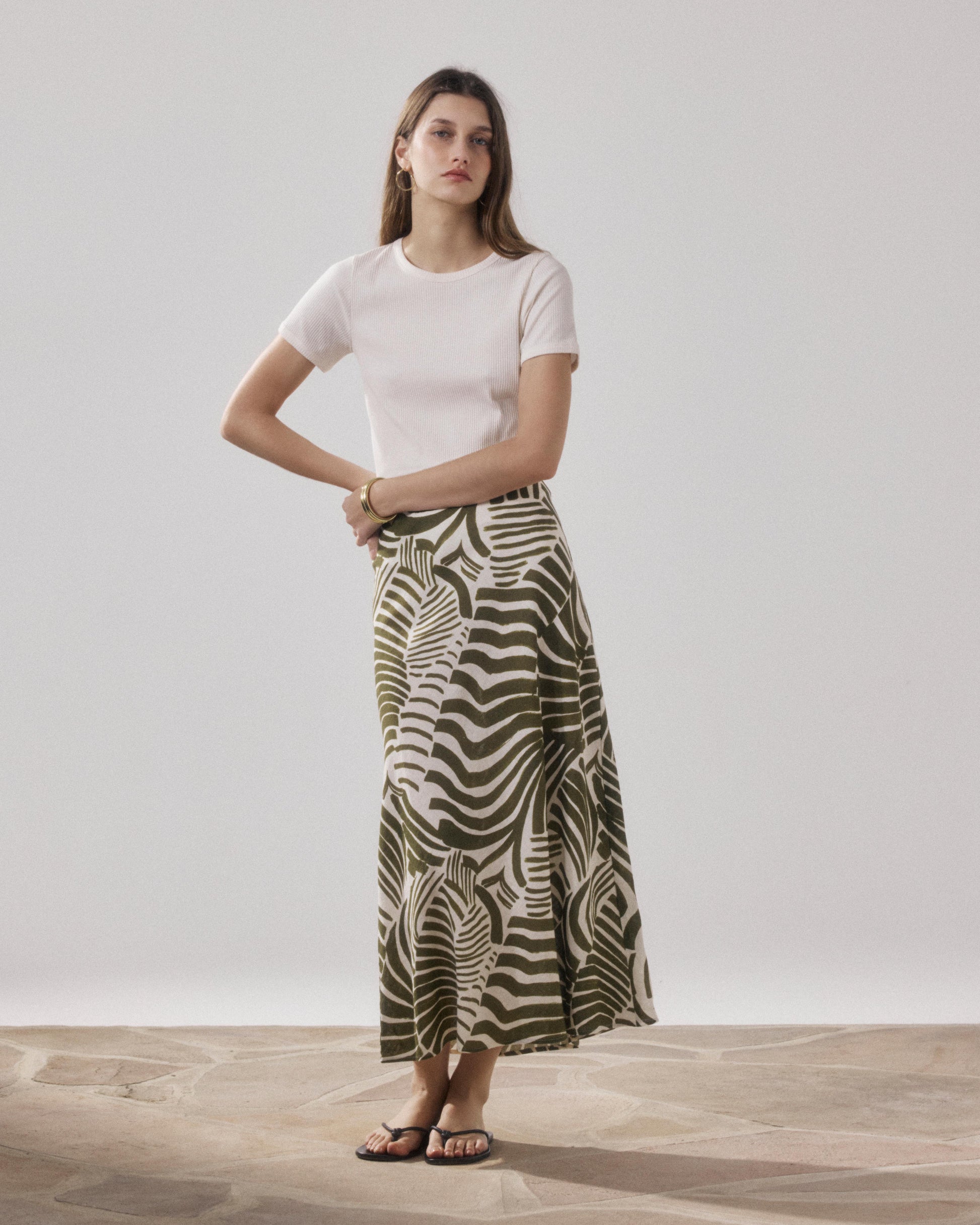 Women's Beige Linen & Viscose Skirt Julia BFJF625-02