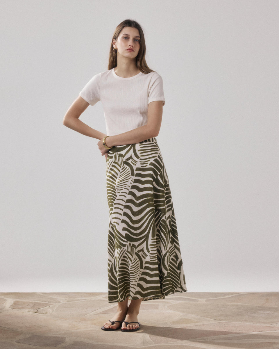 Jupe Femme en Lin & Viscose Beige Julia - Image principale