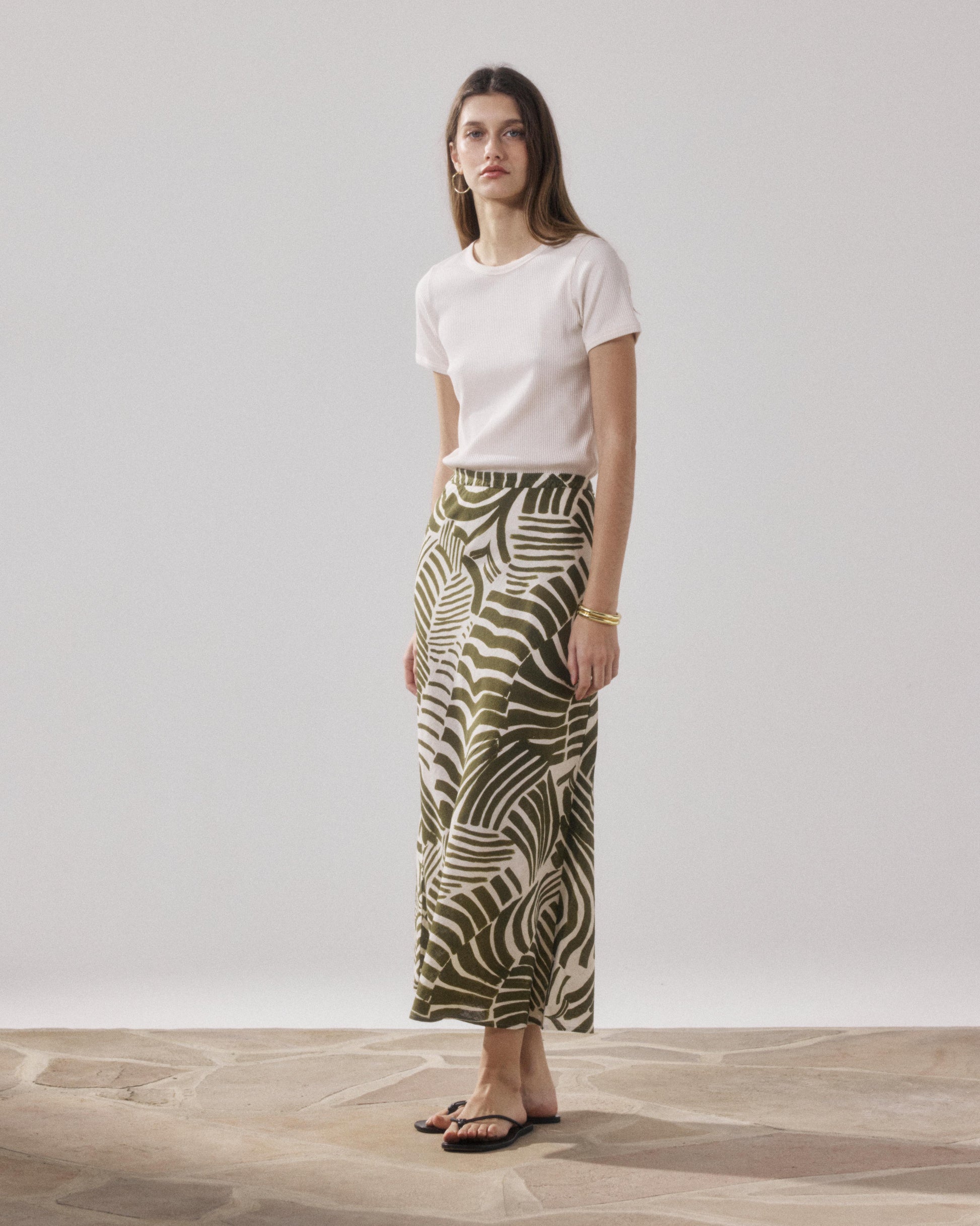 Women's Beige Linen & Viscose Skirt Julia BFJF625-02