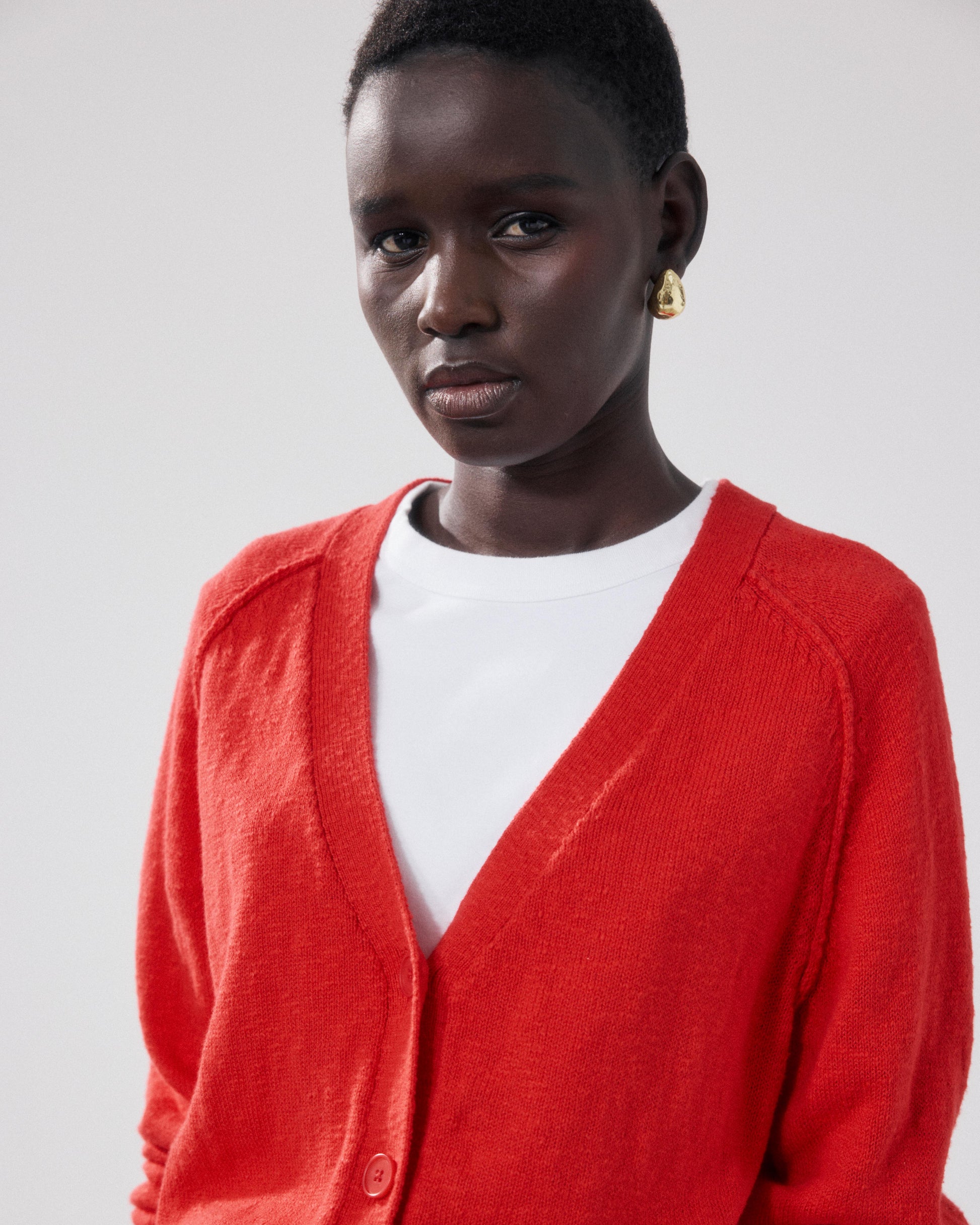 Women's Red Flamed Cotton Cardigan Montana BFMI516-04