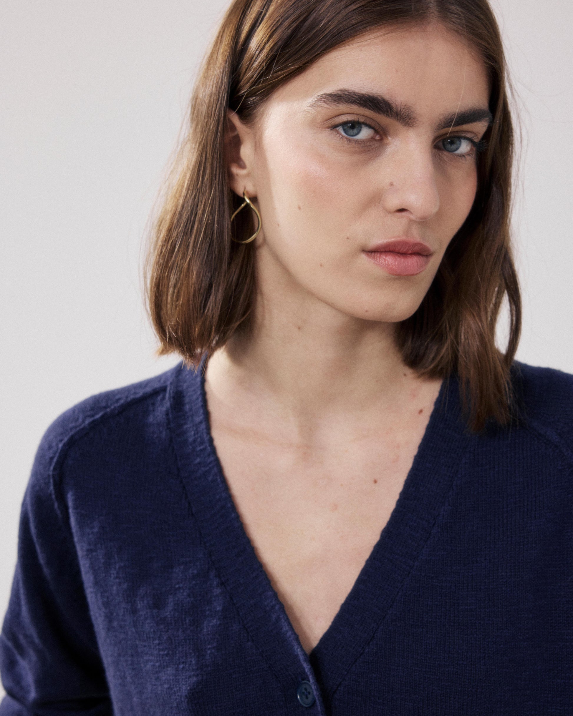 Cardigan Femme en Coton Flammé Bleu Marine Montana