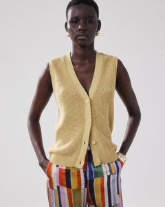 Pull Femme en Coton Flammé Moutarde Molka