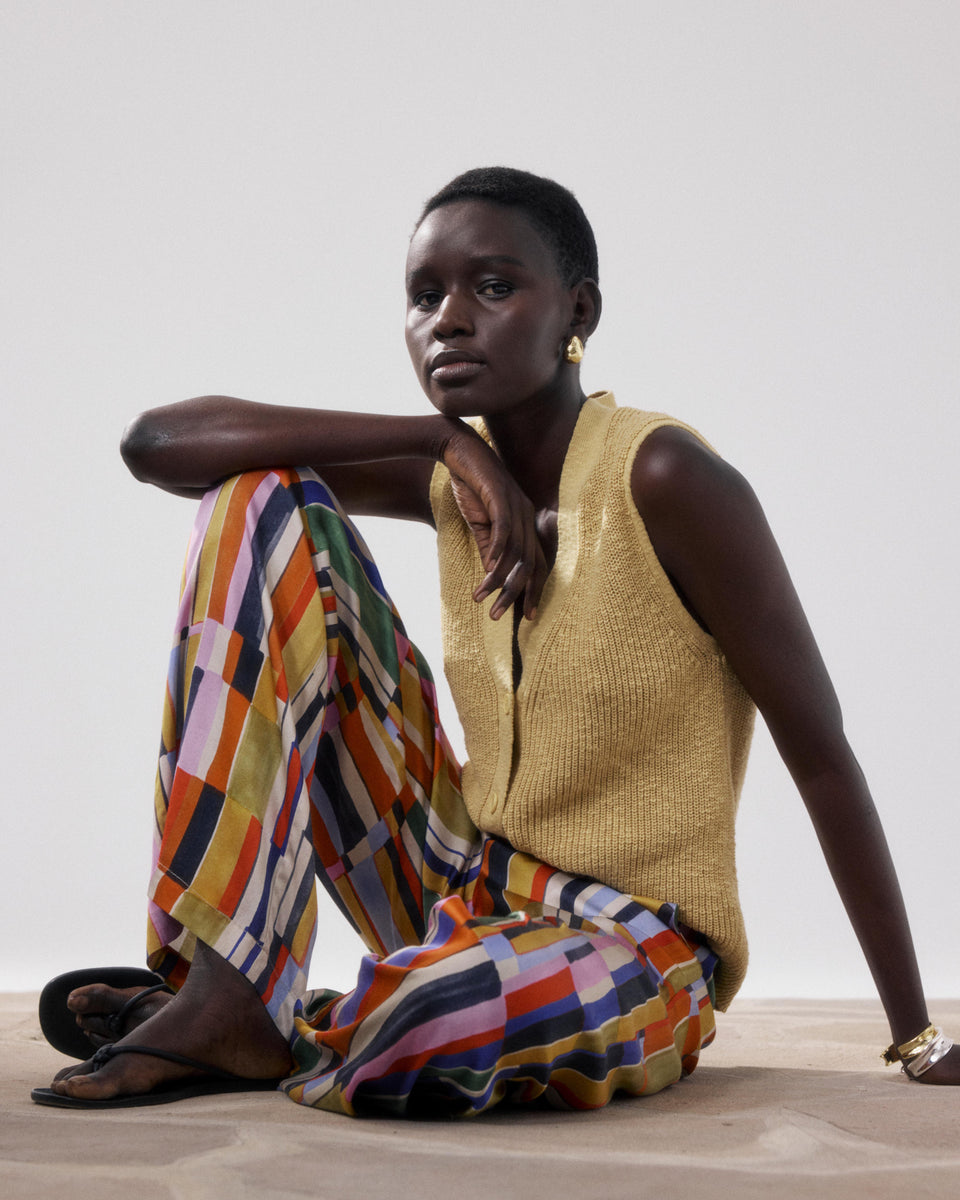 Gilet Femme en Coton Flammé Moutarde Molka - Image alternative