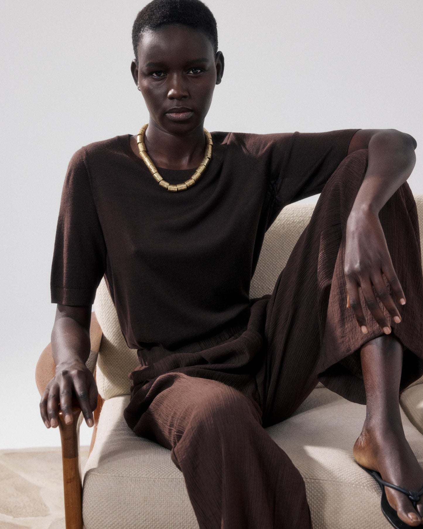 Jersey de mujer de Lana Merina marrón Matija BFMW518-02