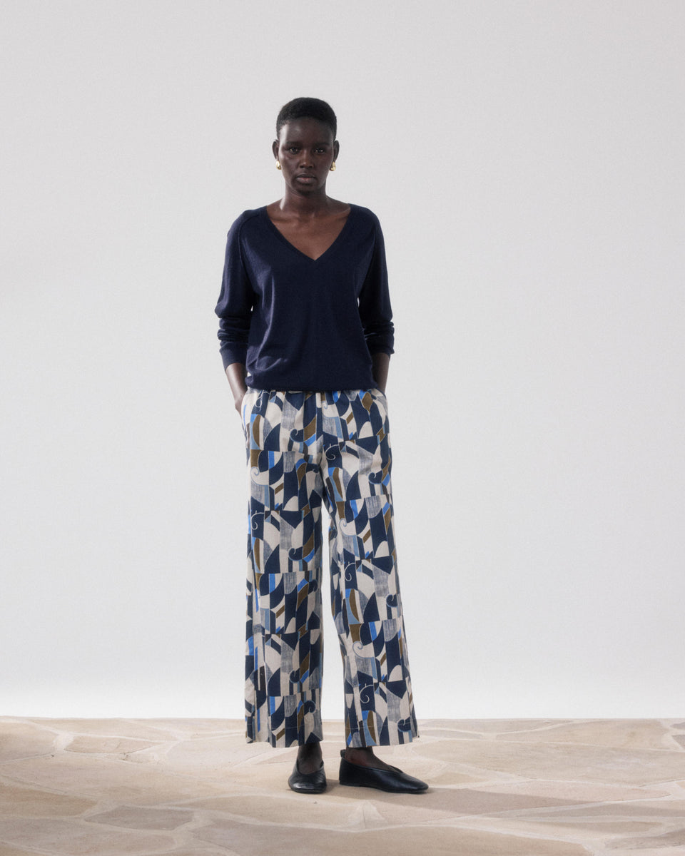 Pull Femme en Laine Mérinos Bleu Marine Miatile - Image alternative