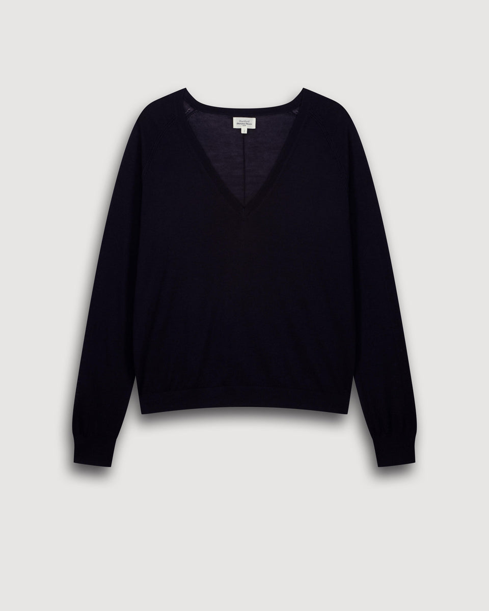 Pull Femme en Laine Mérinos Bleu Marine Miatile - Image 3