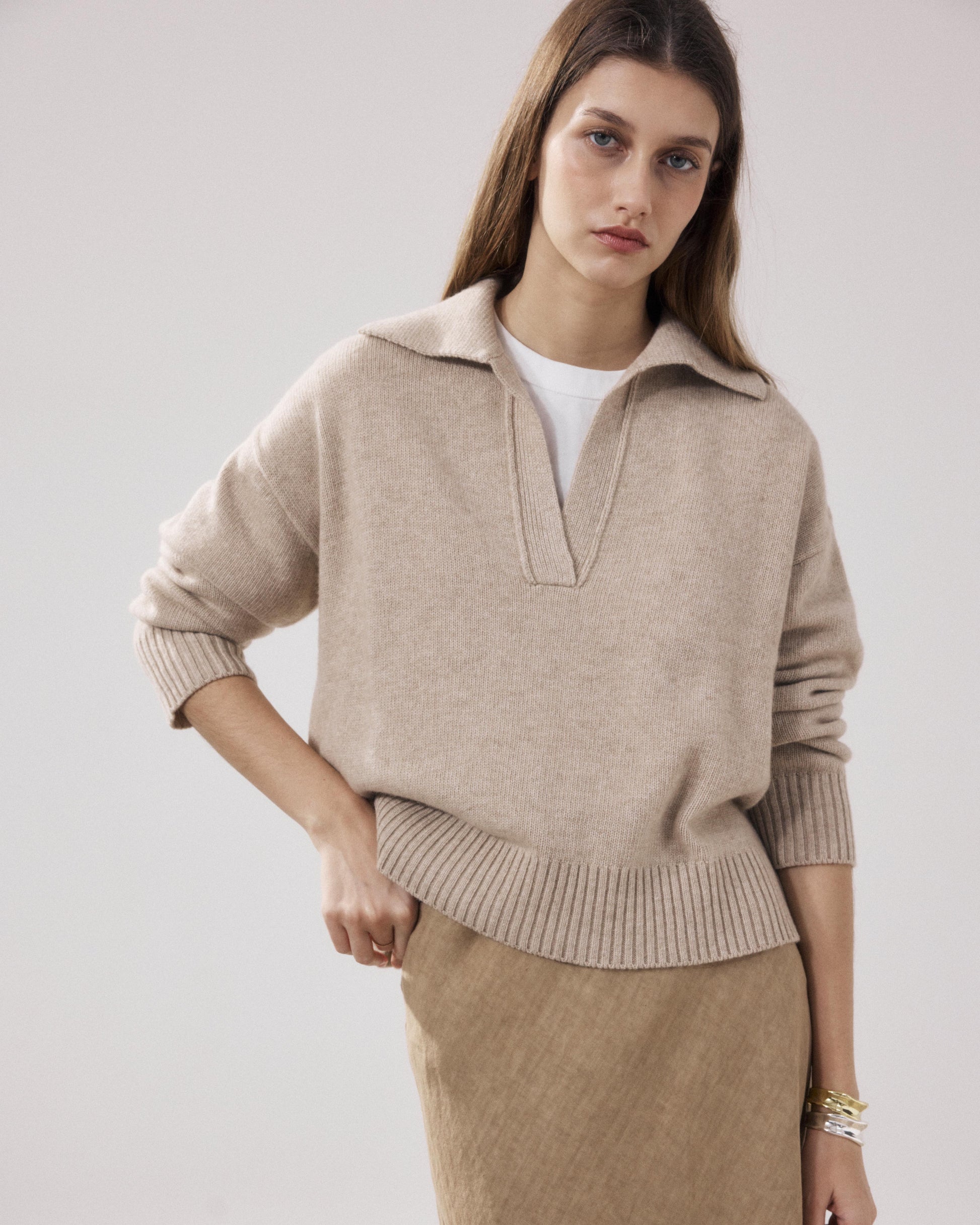 Pull Femme en Laine & Cachemire Ecru Mungo