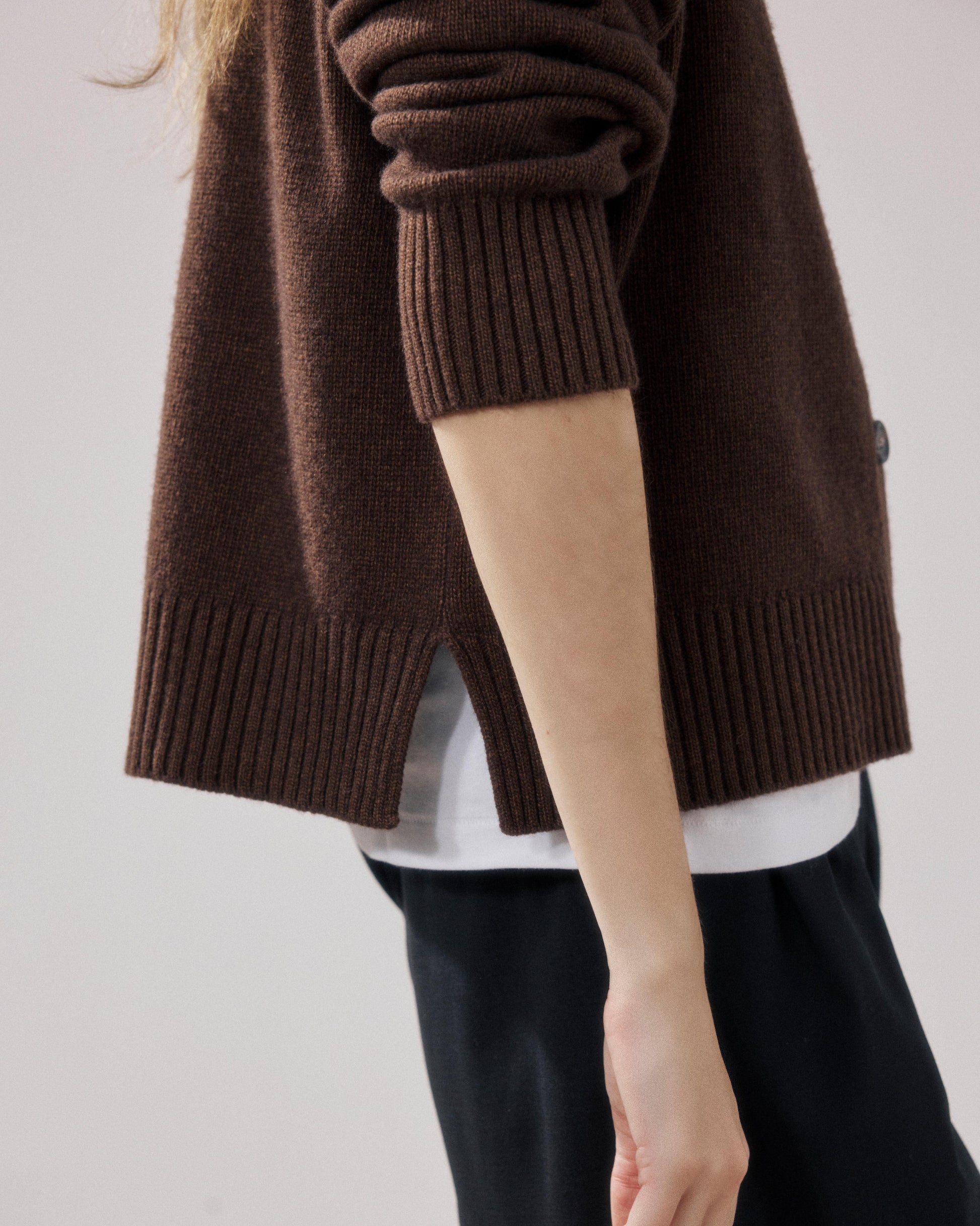 Pull Femme en Laine & Cachemire Marron Mesmine