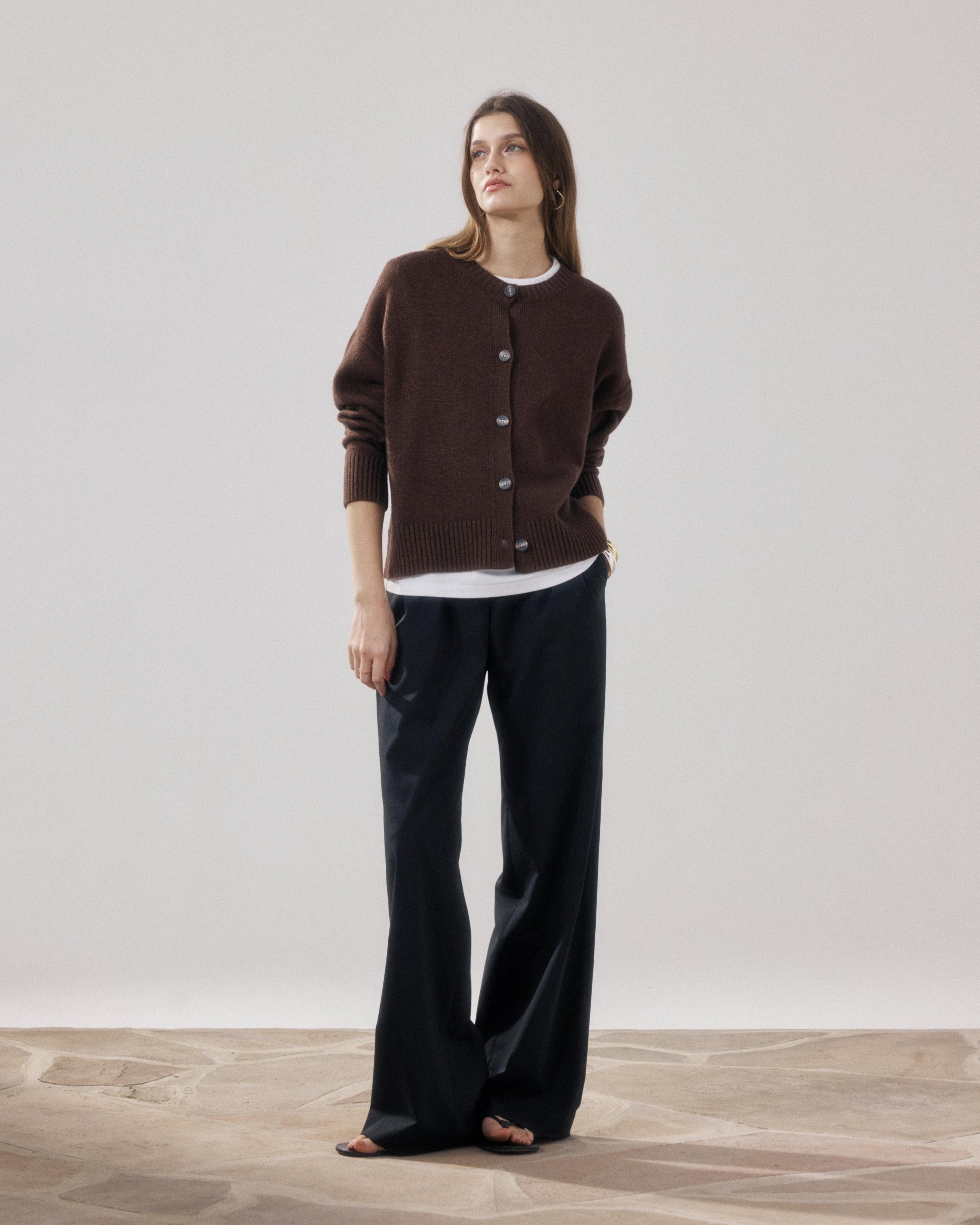 Pull Femme en Laine & Cachemire Marron Mesmine