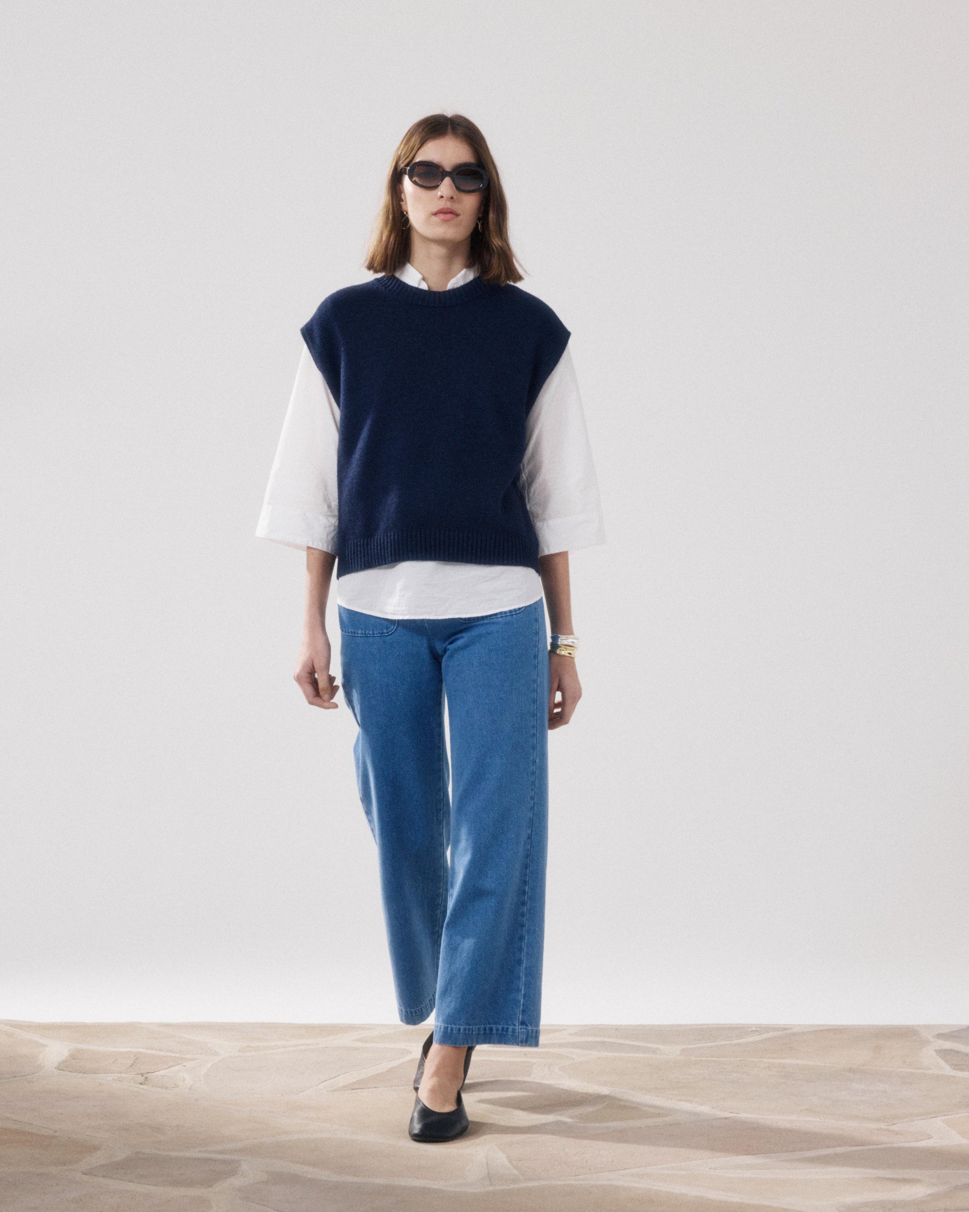 Pull Femme en Laine & Cachemire Bleu Marine Mayra