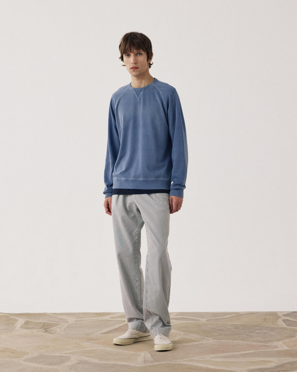 Sweatshirt Homme en Coton Bleu Denim - Image alternative